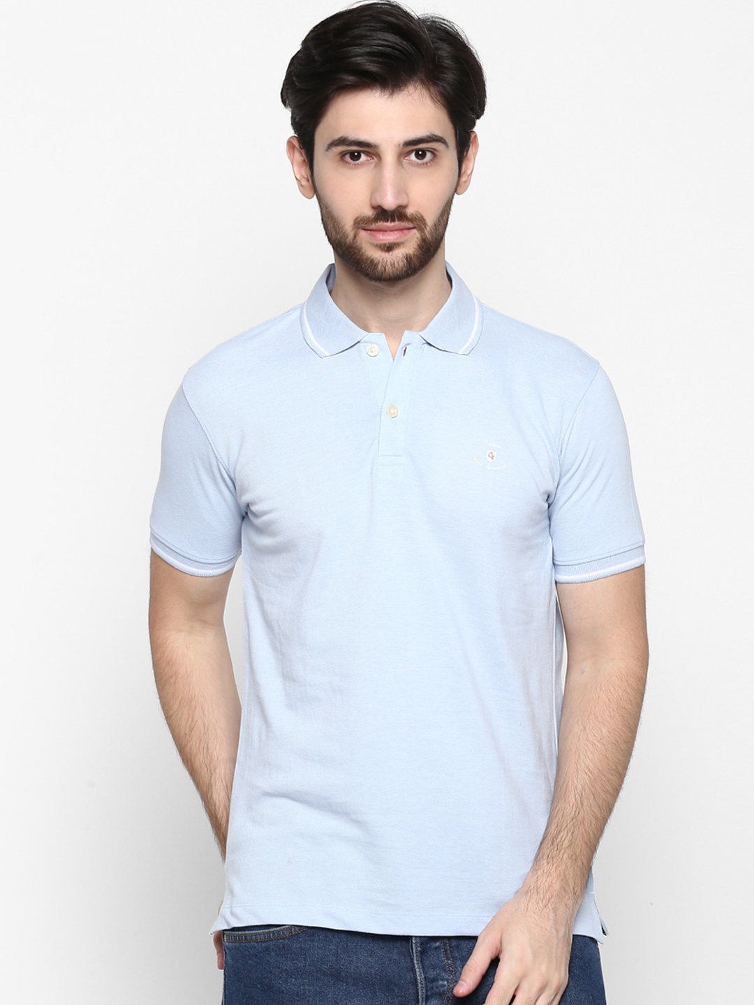 

Cantabil Men Blue Solid Polo Collar T-shirt