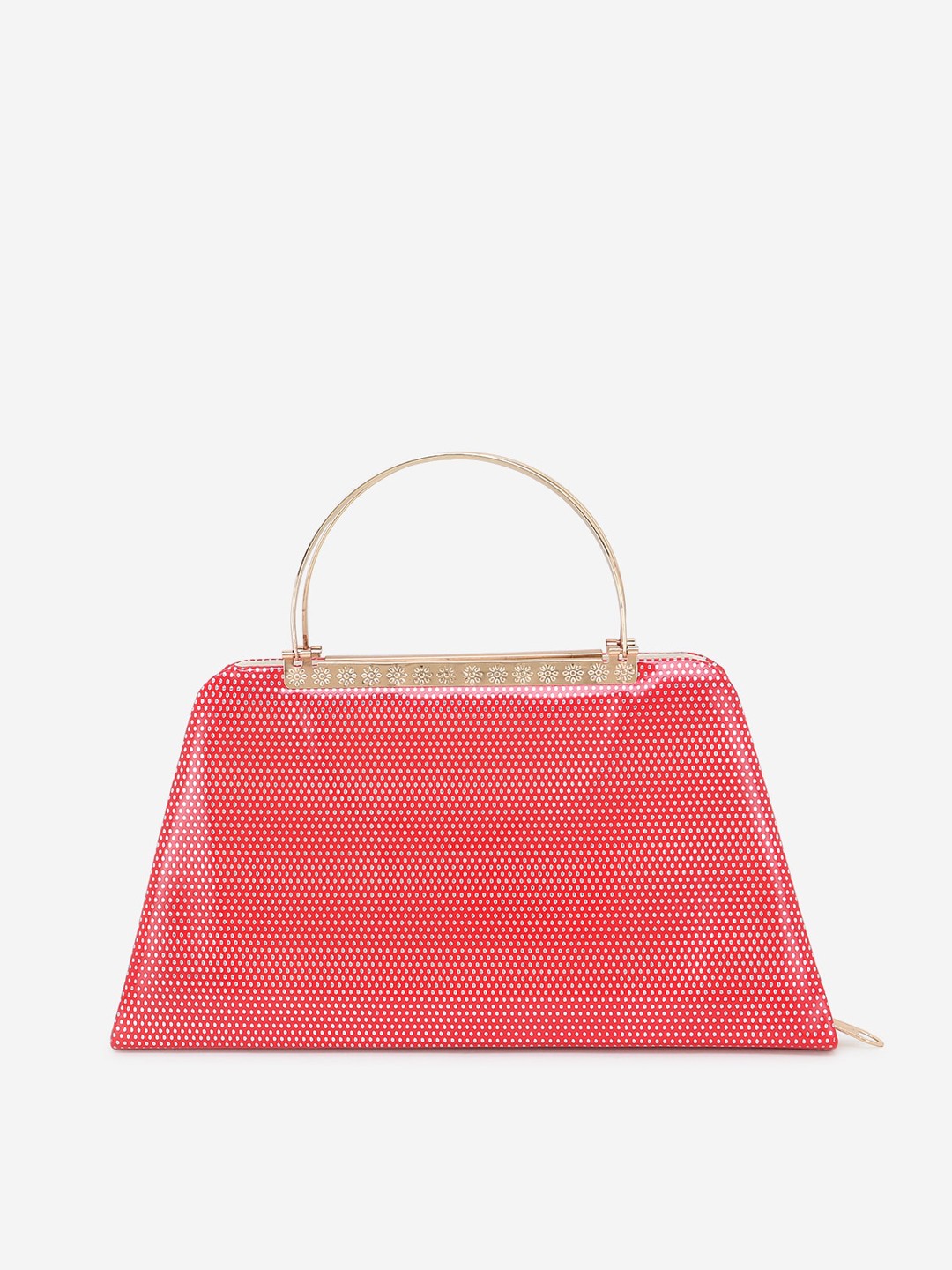 

Element Cart Orange & Gold-Toned Printed Embellished Clutch