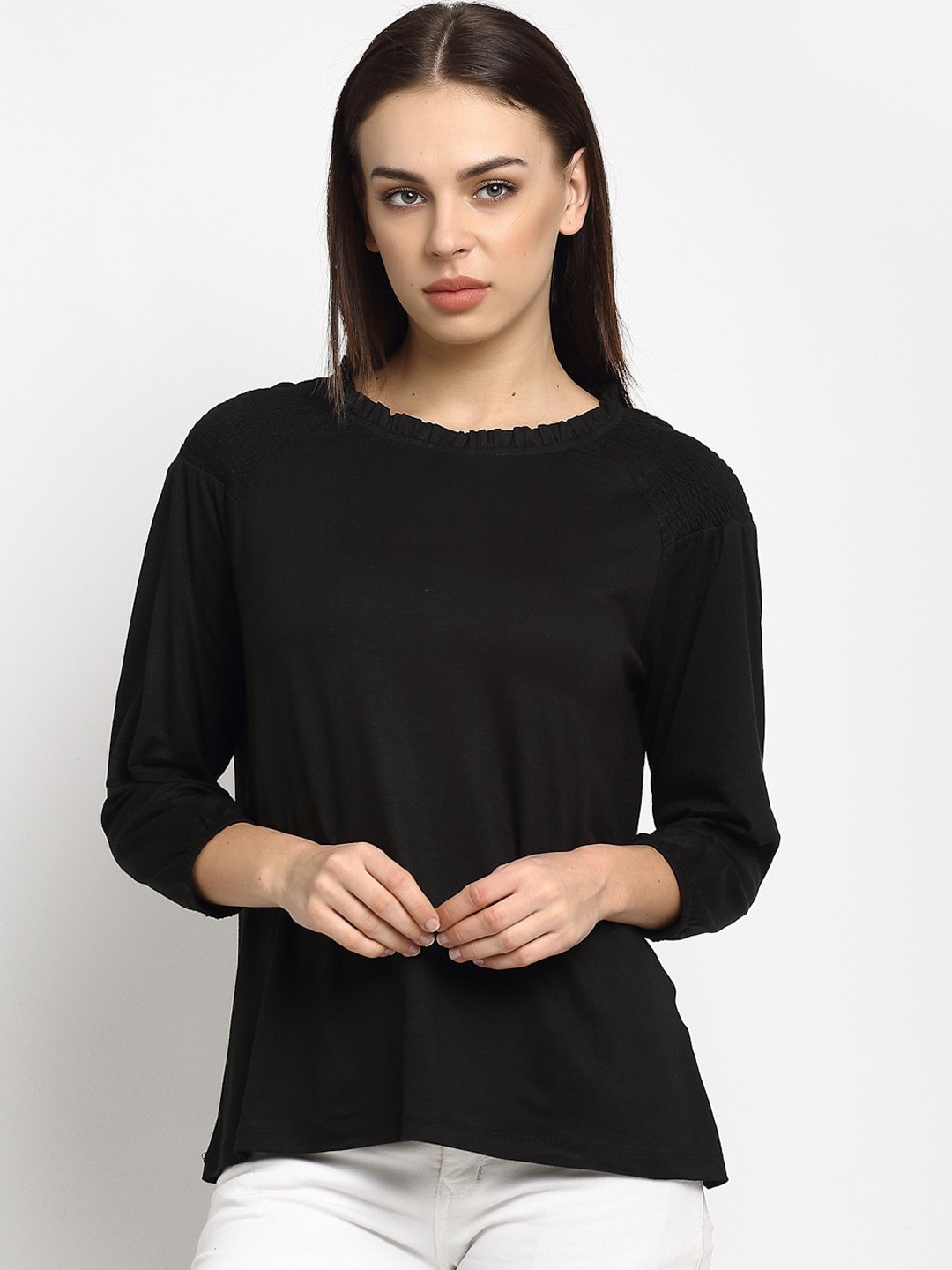 

Rute Black Pure Cotton Regular Top