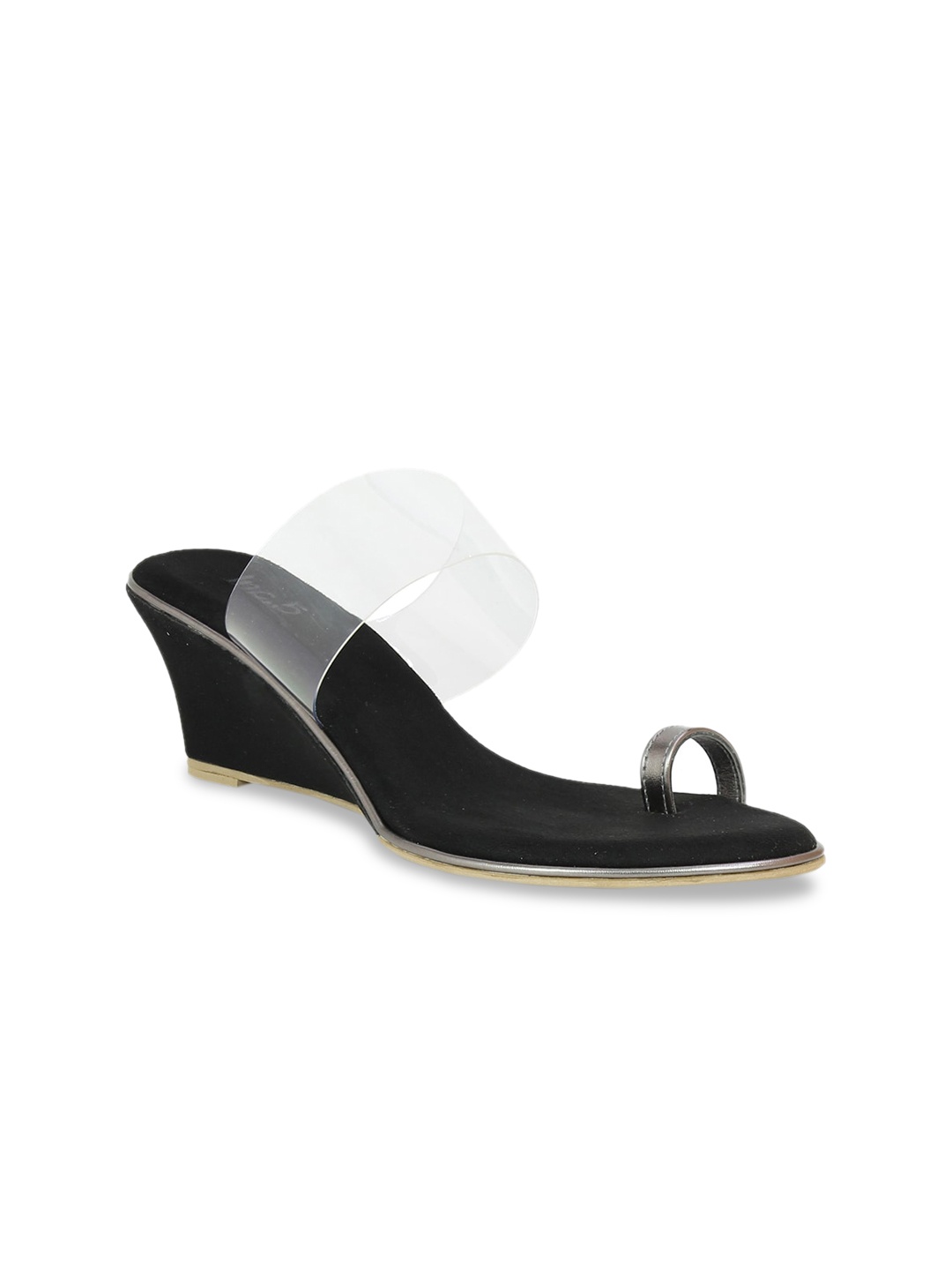 

Inc 5 Women Black & Transparent Solid Sandals