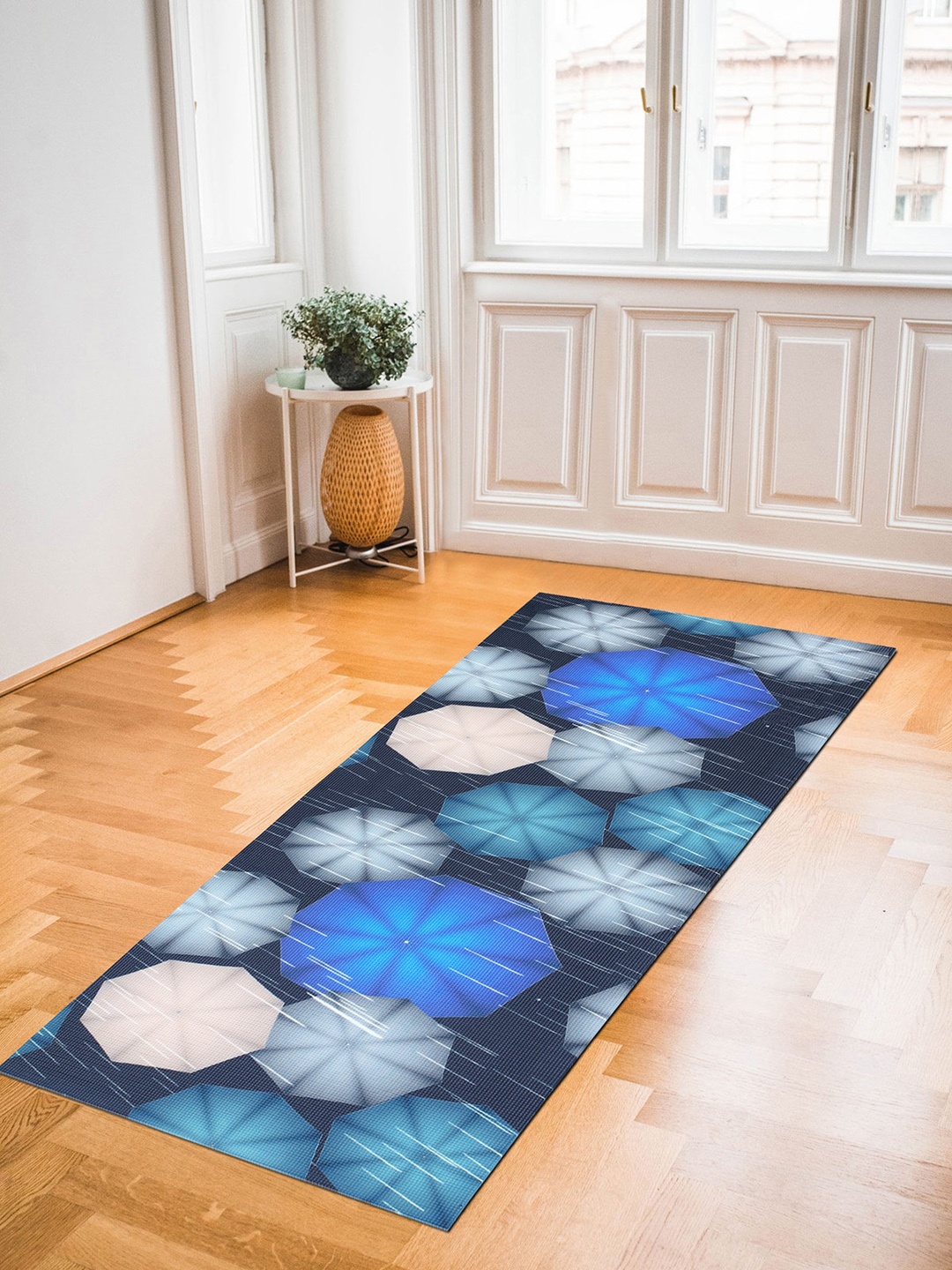 

OBSESSIONS Black & Blue Printed Rectangular Reversible Yoga Mat