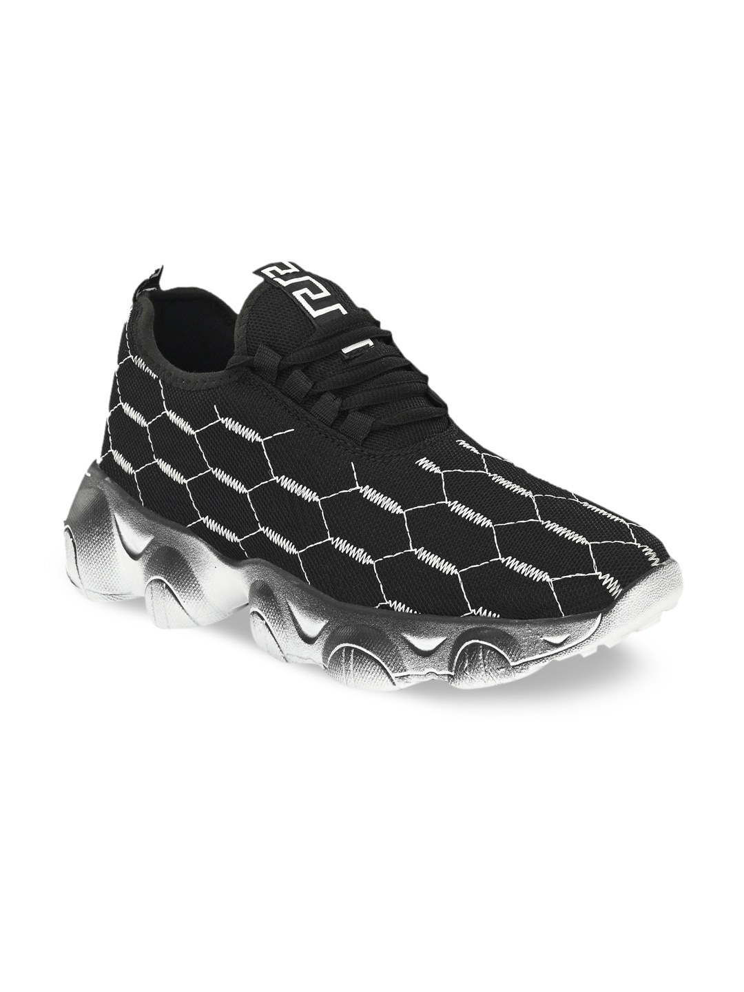 

Mactree Men Black Textured Sneakers