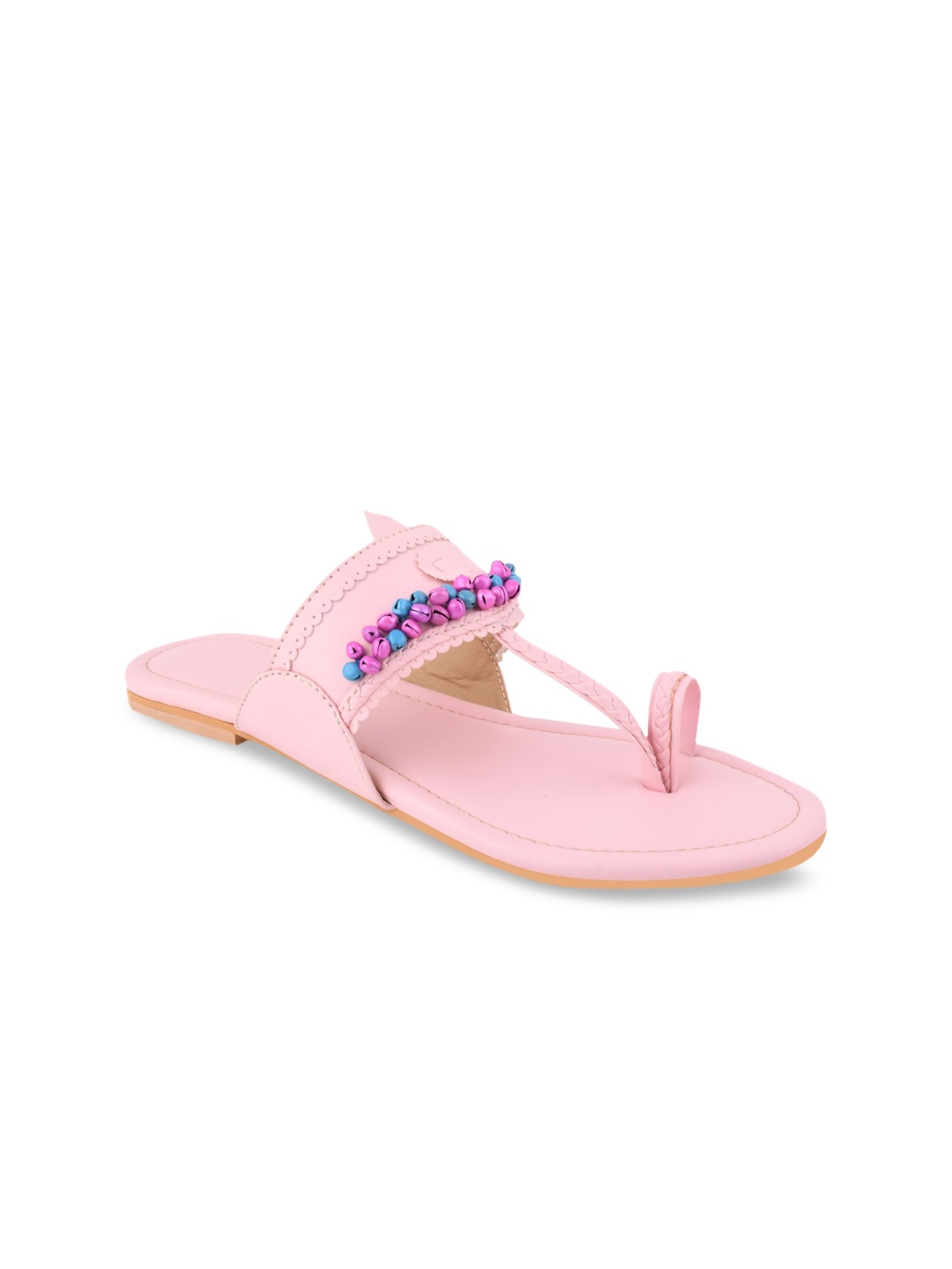 

KALTHEOS Women Pink Embellished One Toe Flats