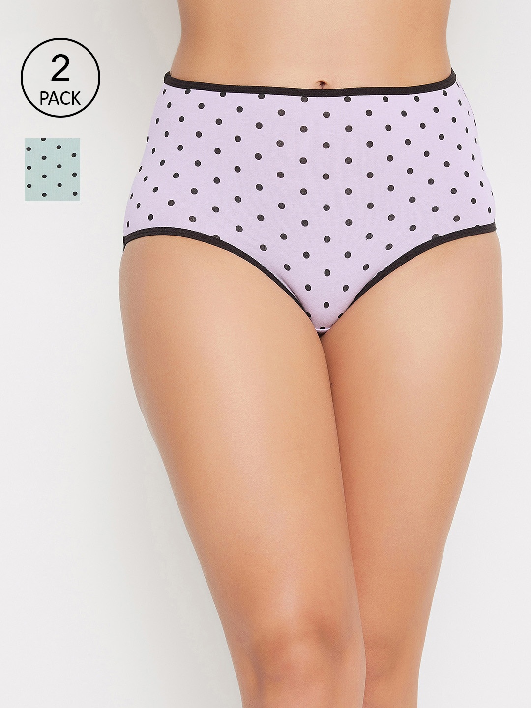 

Clovia Women Pack Of 2 Printed Hipster Briefs COMPNC990, Green