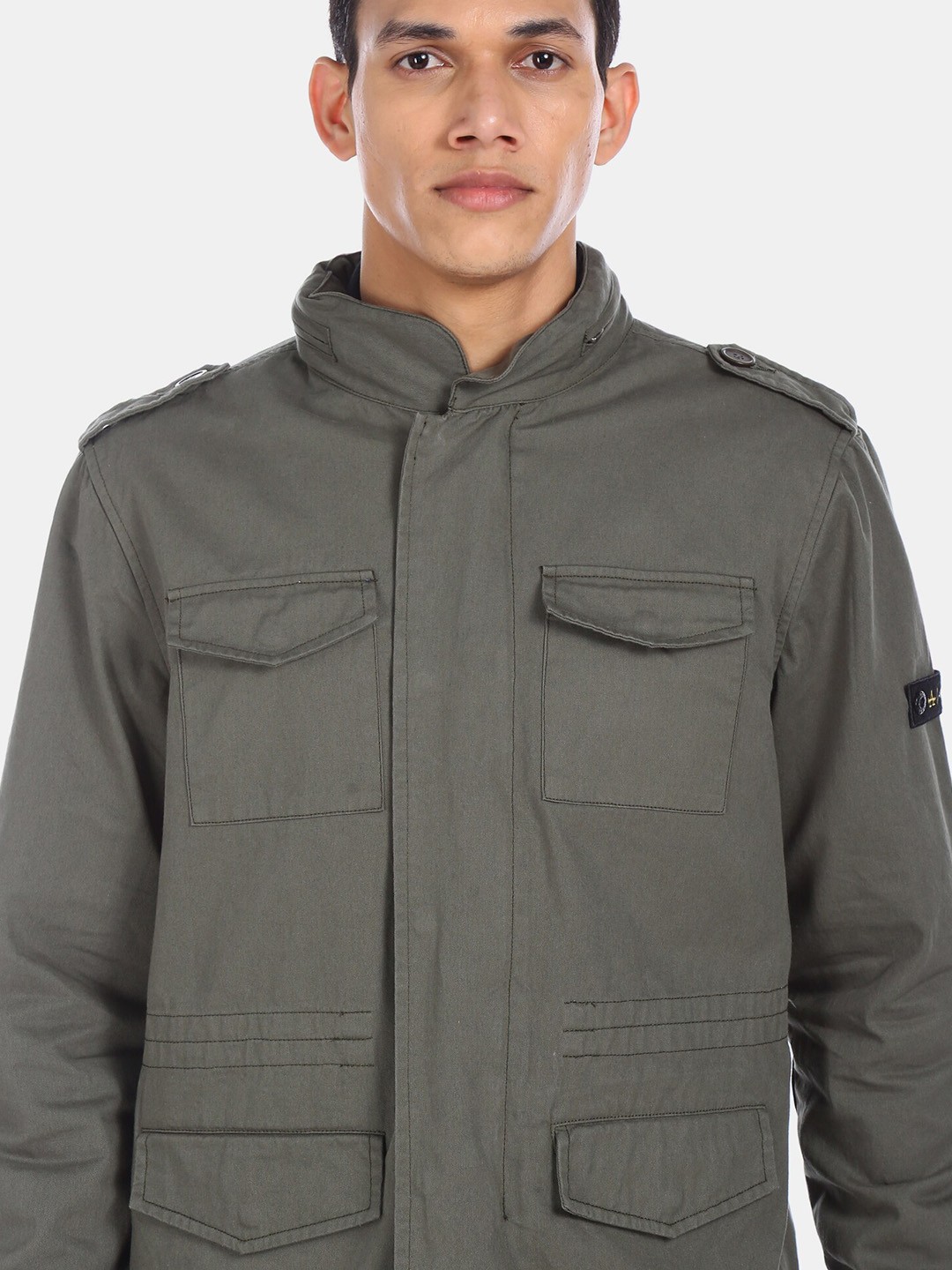 

Arrow Sport Men Grey Solid Bomber