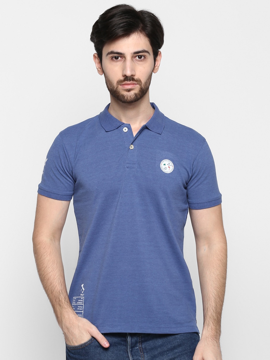 

Cantabil Men Blue Solid Polo Collar T-shirt