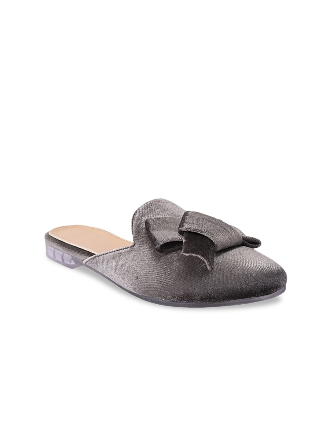 

BuckleUp Women Grey Solid Fabric Mules