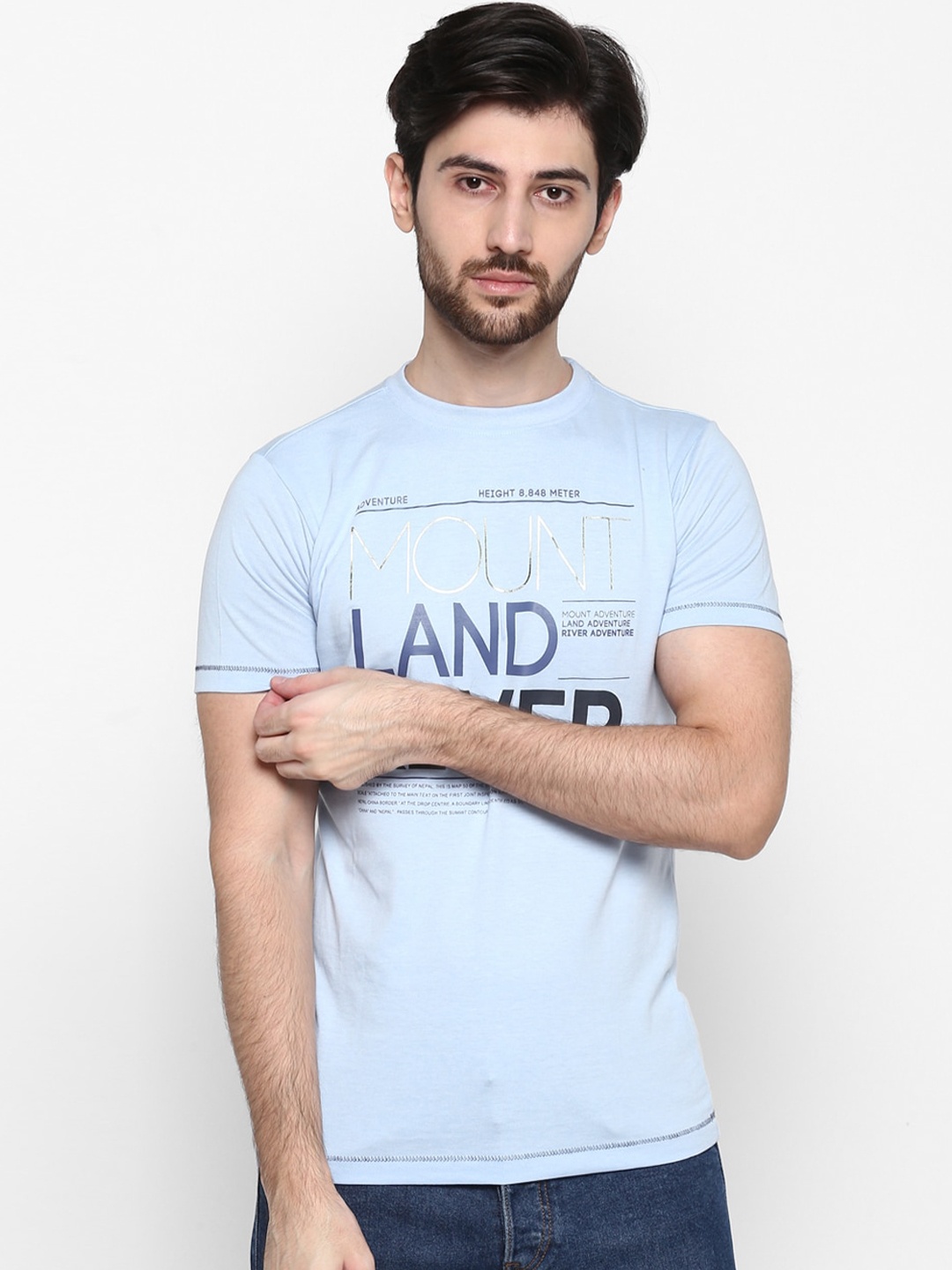 

Cantabil Men Blue Printed Round Neck T-shirt