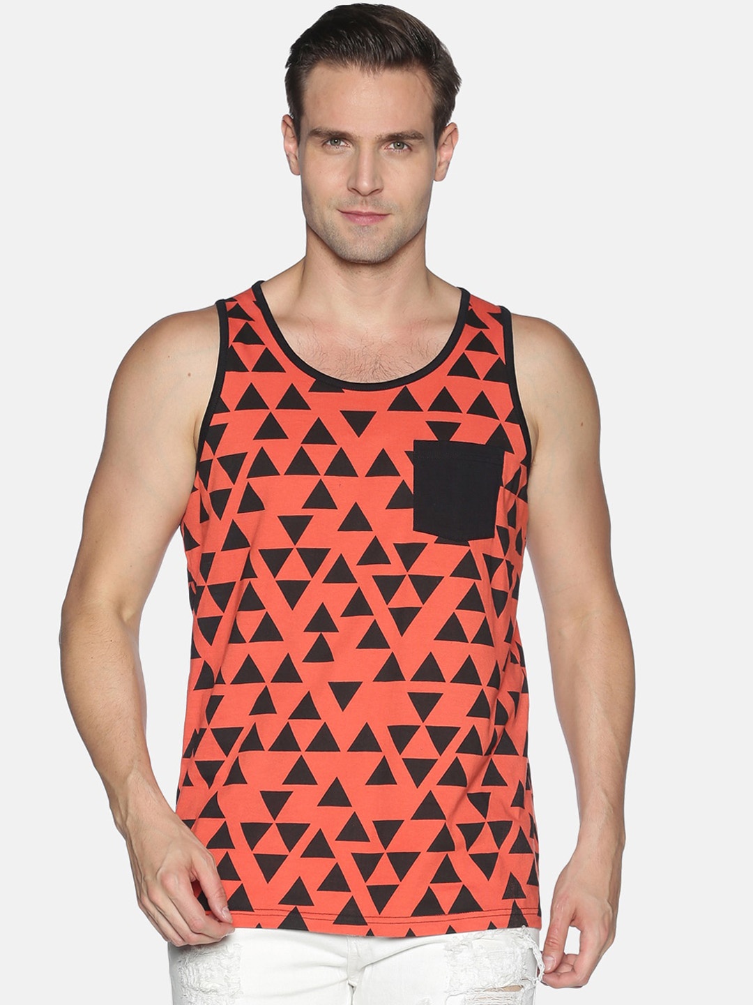 

UrGear Men Orange Printed Round Neck T-shirt