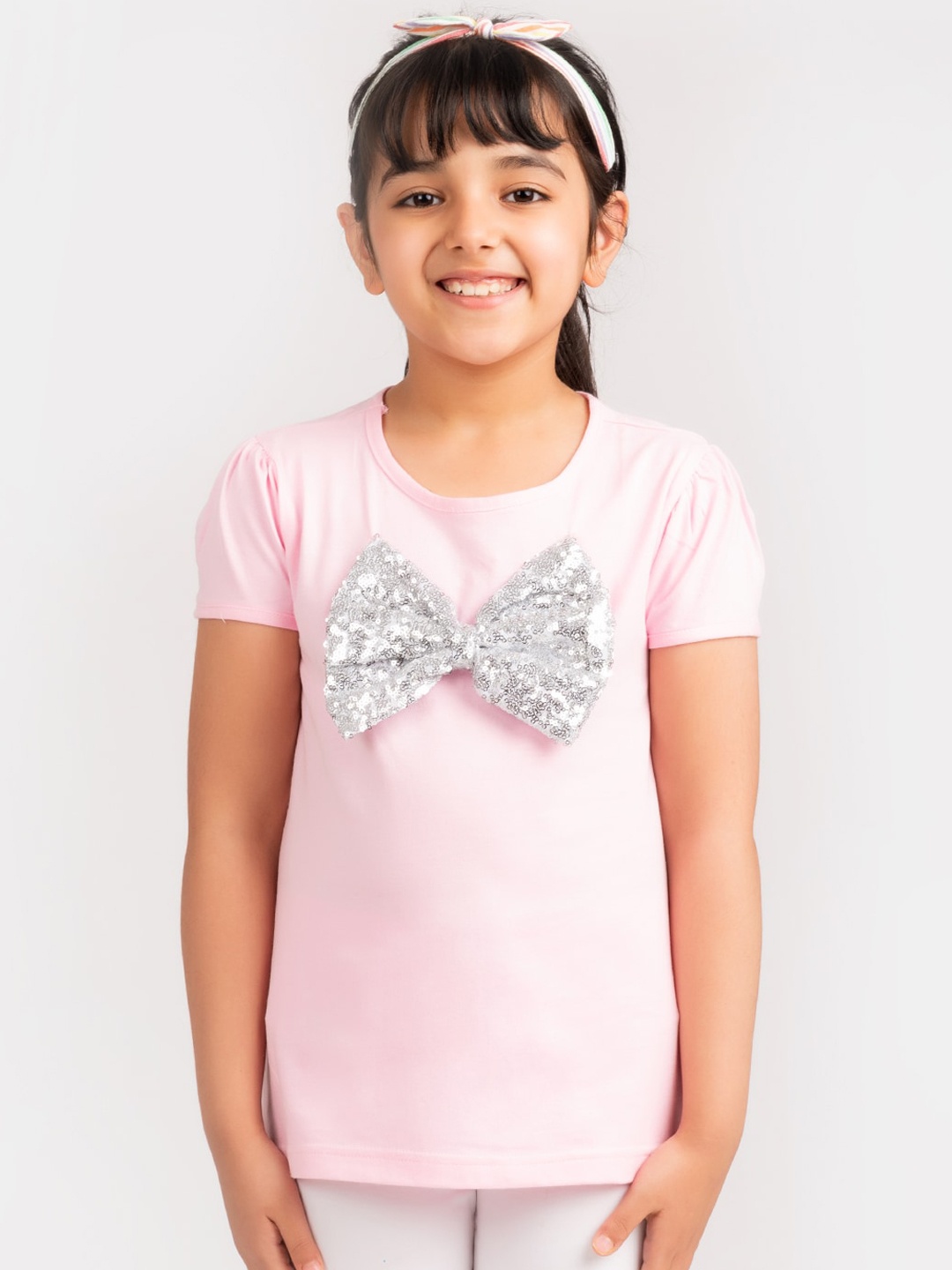 

KIDKLO Girls Pink Printed Round Neck T-shirt