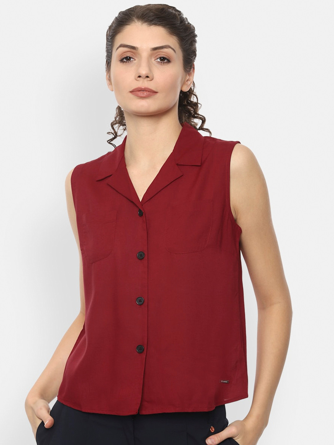 

Van Heusen Woman Maroon Shirt Style Top