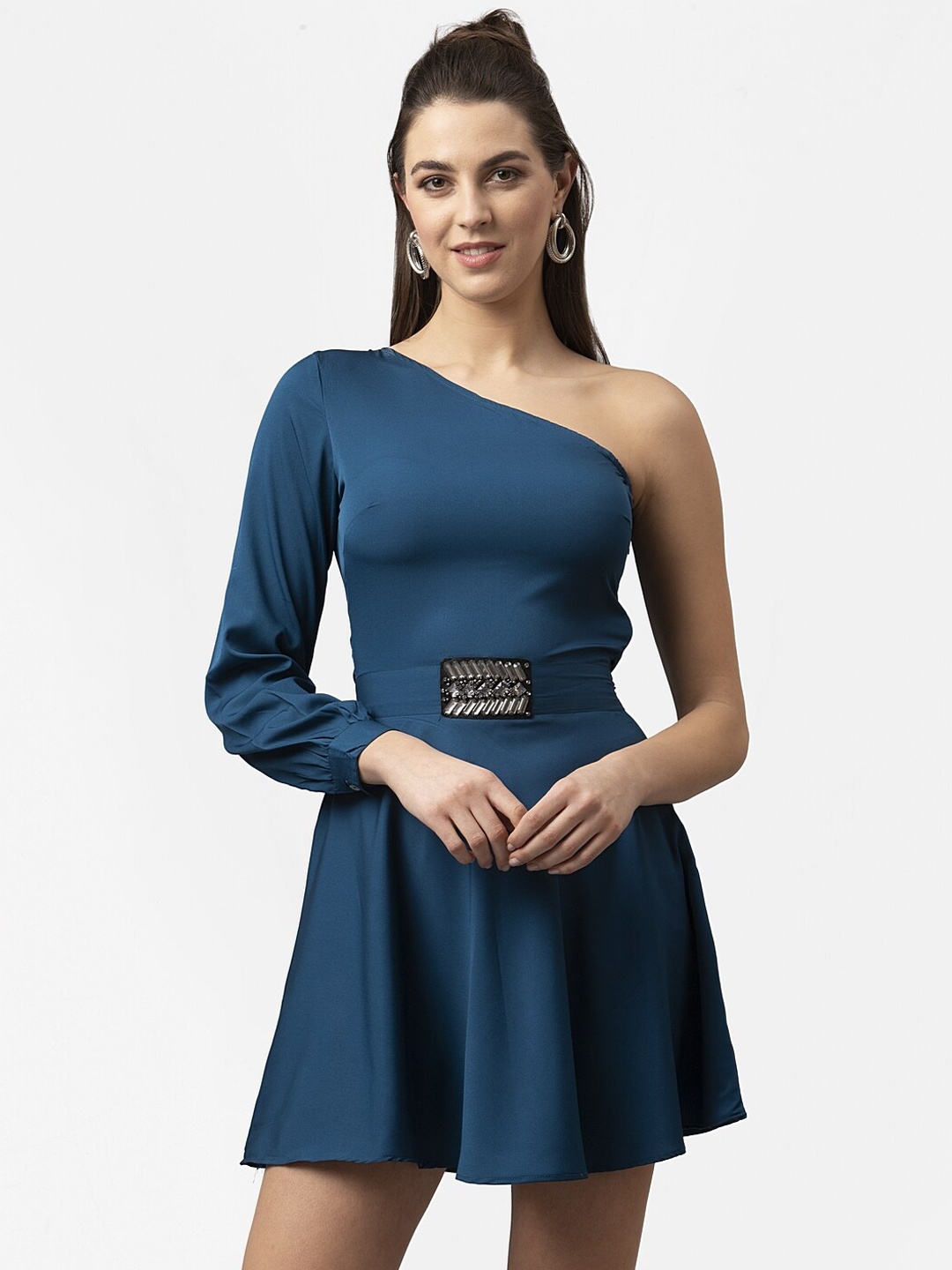 

Style Quotient Women Teal Blue Solid Fit and Flare Dress