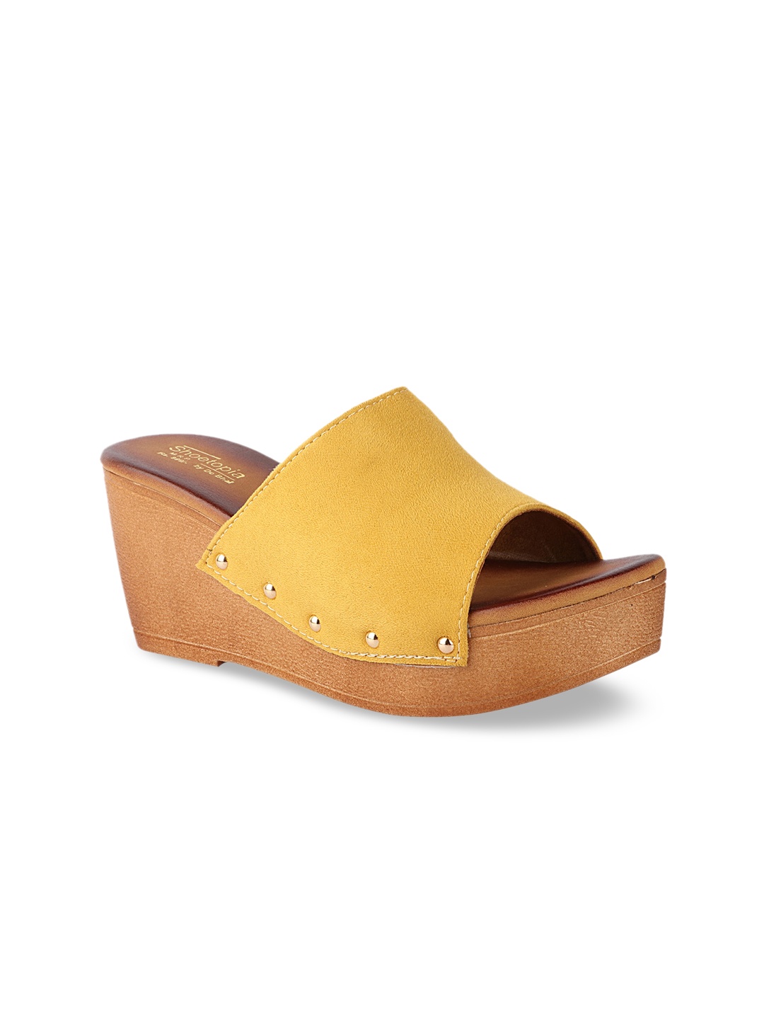 

Shoetopia Women Yellow Solid Sandals