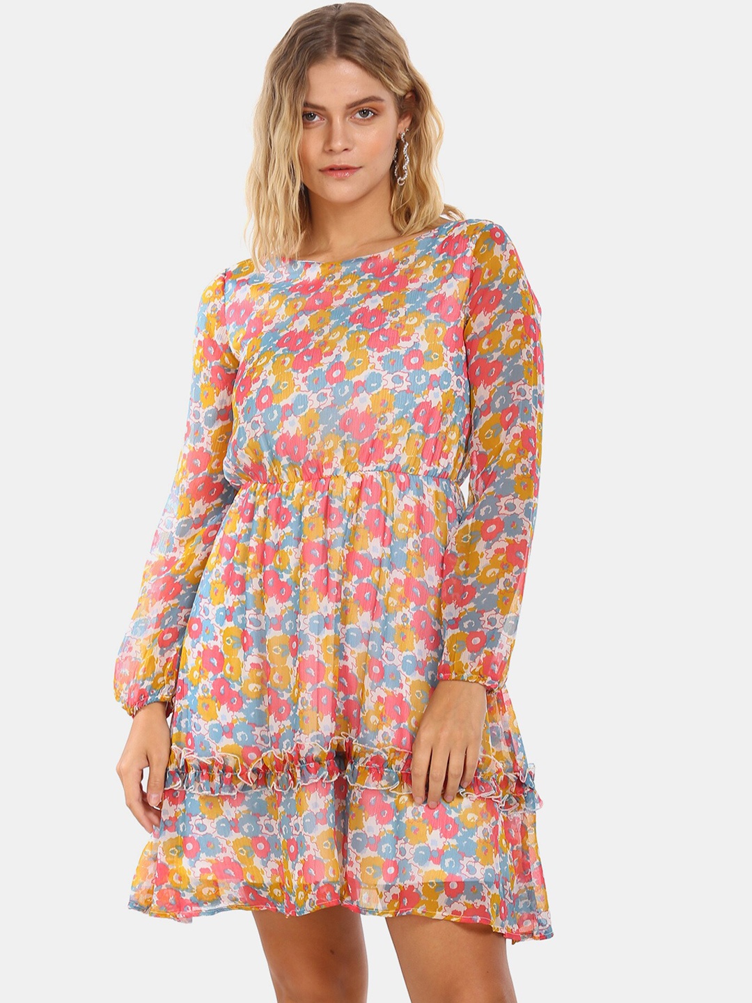

Sugr Women Multicoloured Printed Fit and Flare Dress, Multi