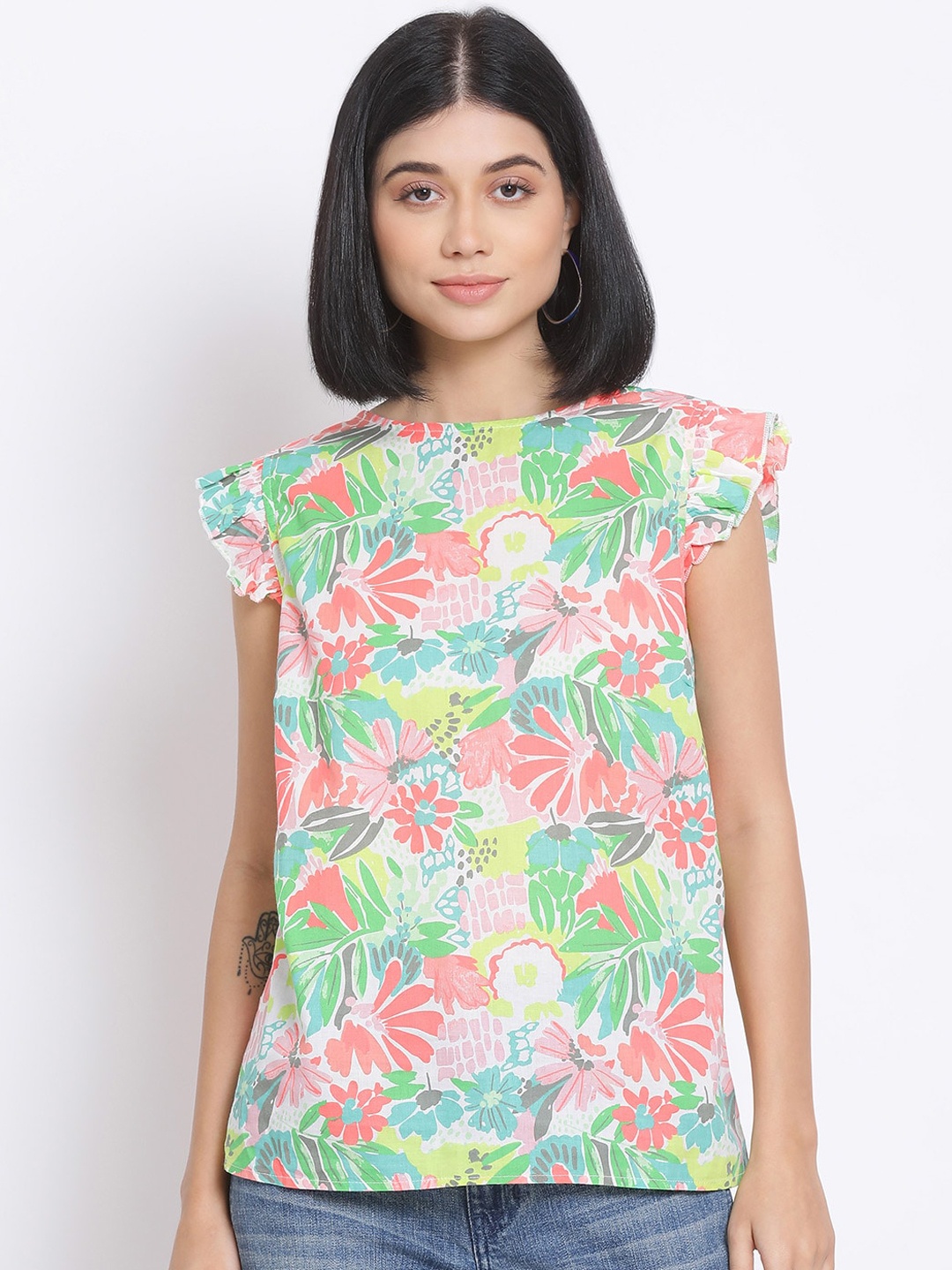 

Oxolloxo Multicoloured Floral Printed Regular Top, Multi