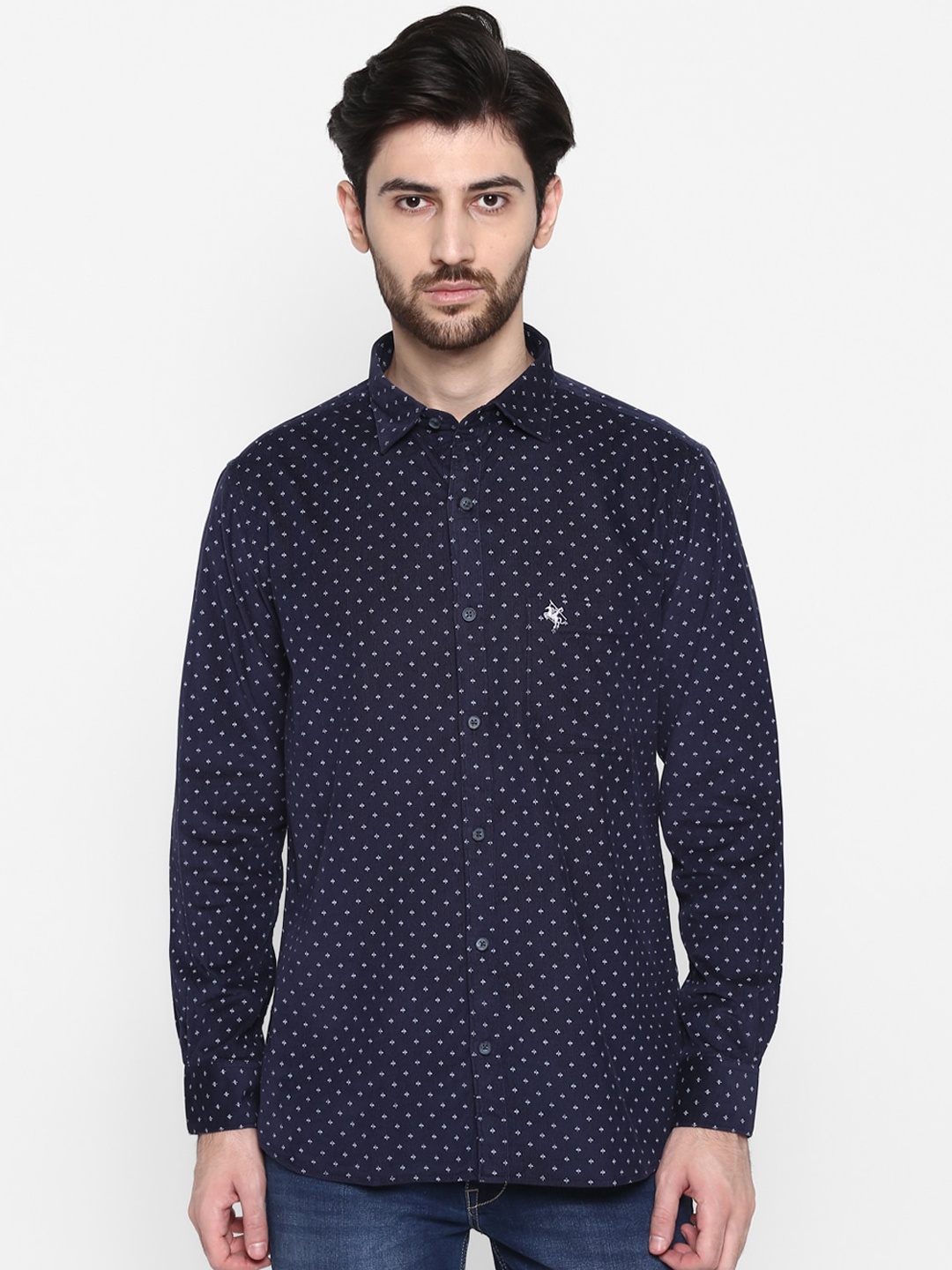 

Cantabil Men Navy Blue Slim Fit Printed Casual Shirt