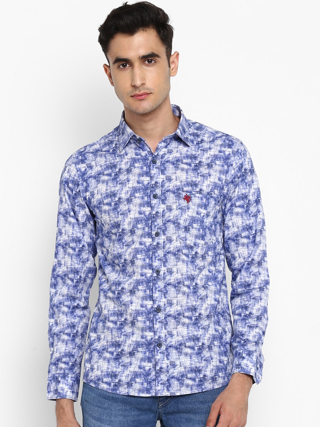 

Cantabil Men Blue Slim Fit Printed Casual Shirt