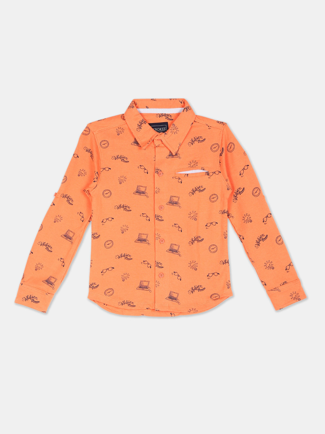 

Cherokee Boys Orange Regular Fit Printed Casual Shirt