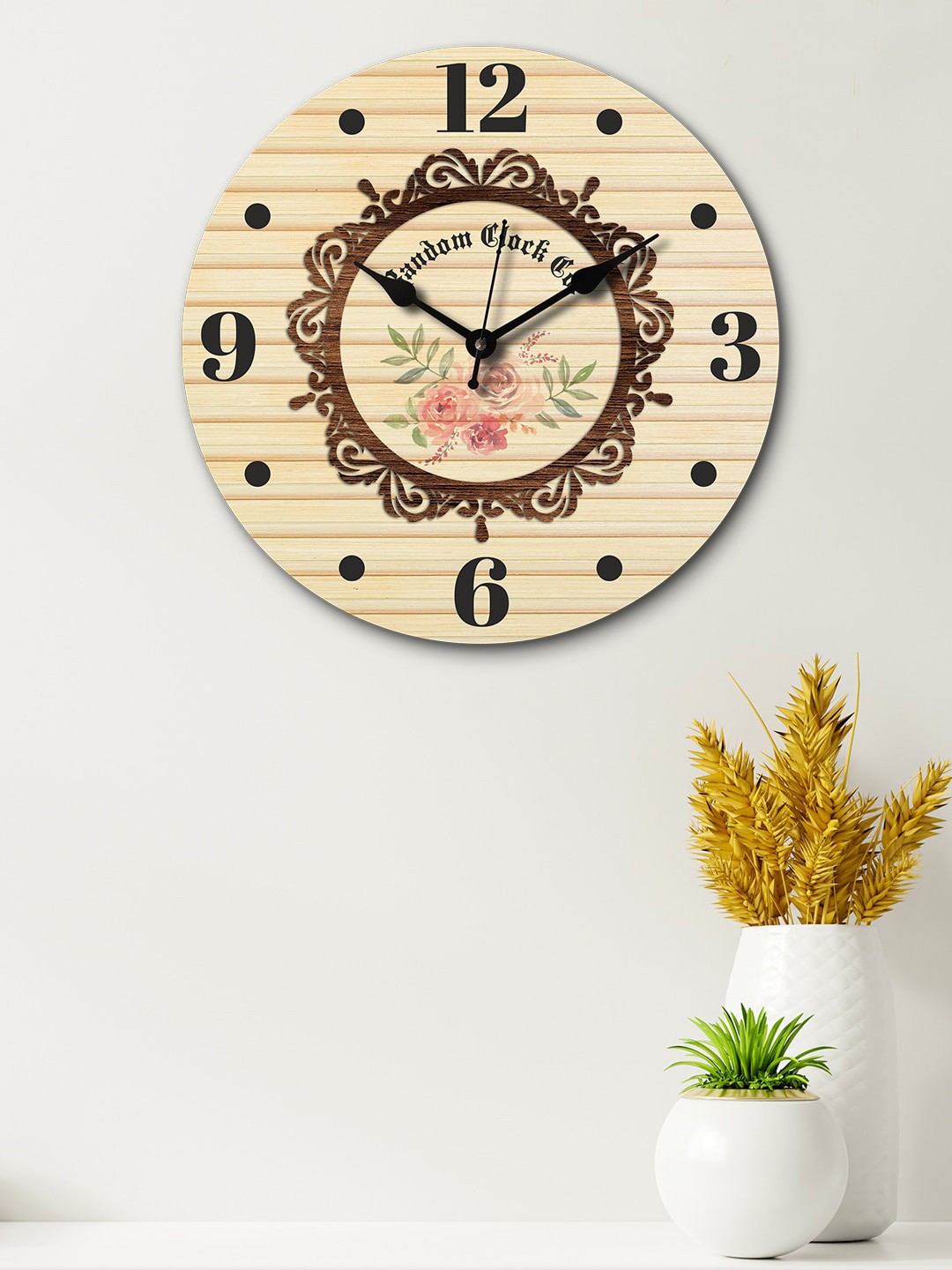 

RANDOM Tan & Green Round Printed 29.2 cm Analogue Wall Clock