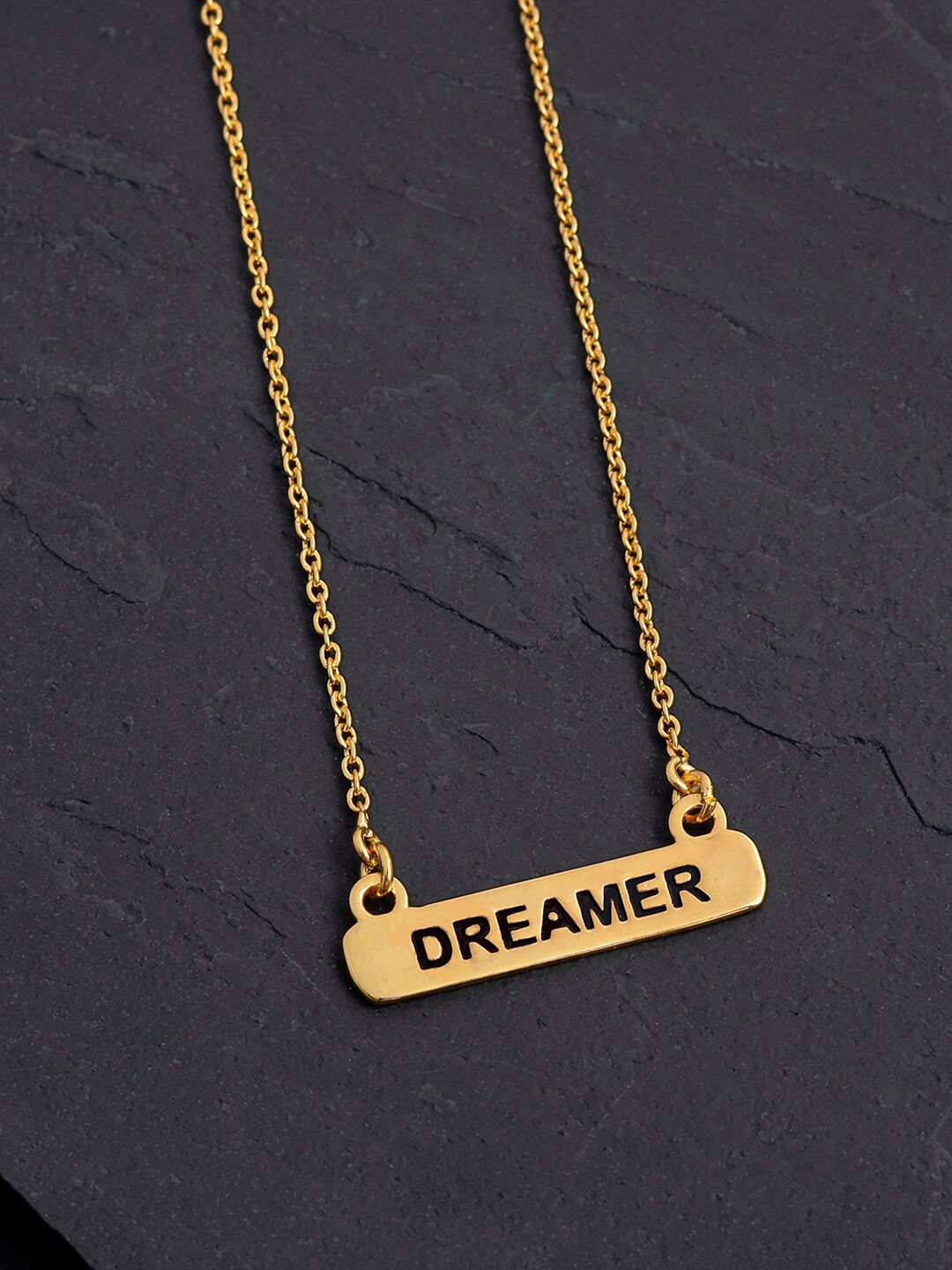 

Tistabene 18K Gold-Plated Dreamer Quote Embossed Pendant With Chain