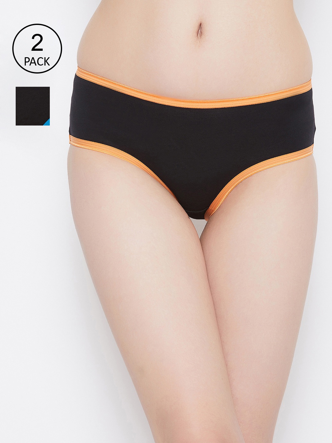 

Clovia Women Pack Of 2 Printed Hipster Briefs COMPN1017S, Black