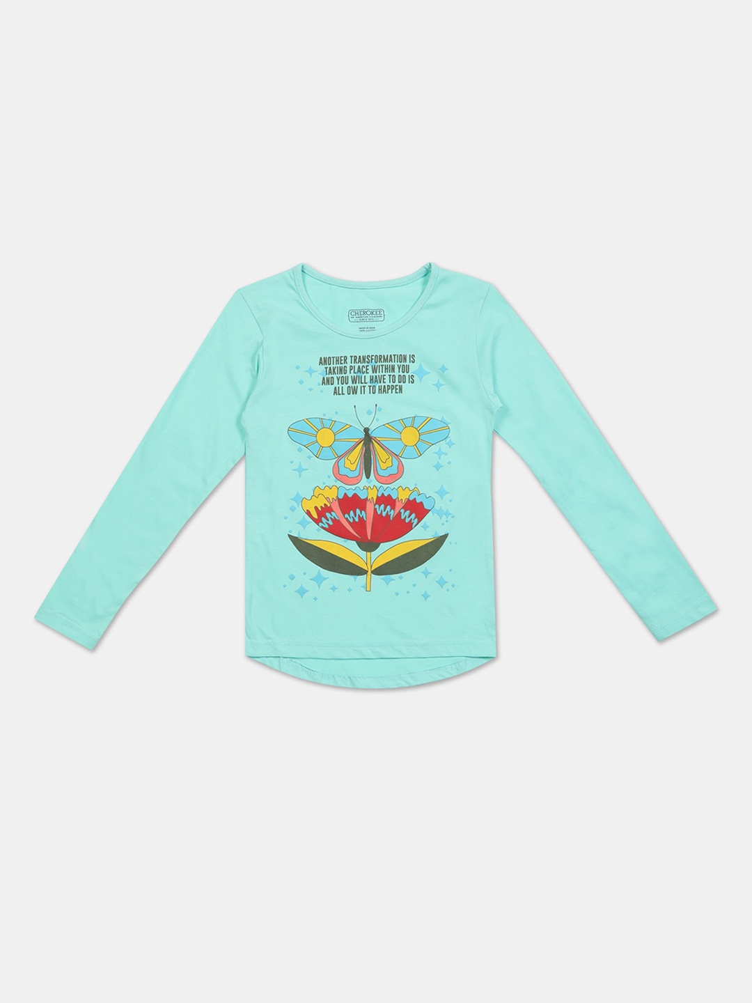 

Cherokee Girls Blue Printed Round Neck T-shirt