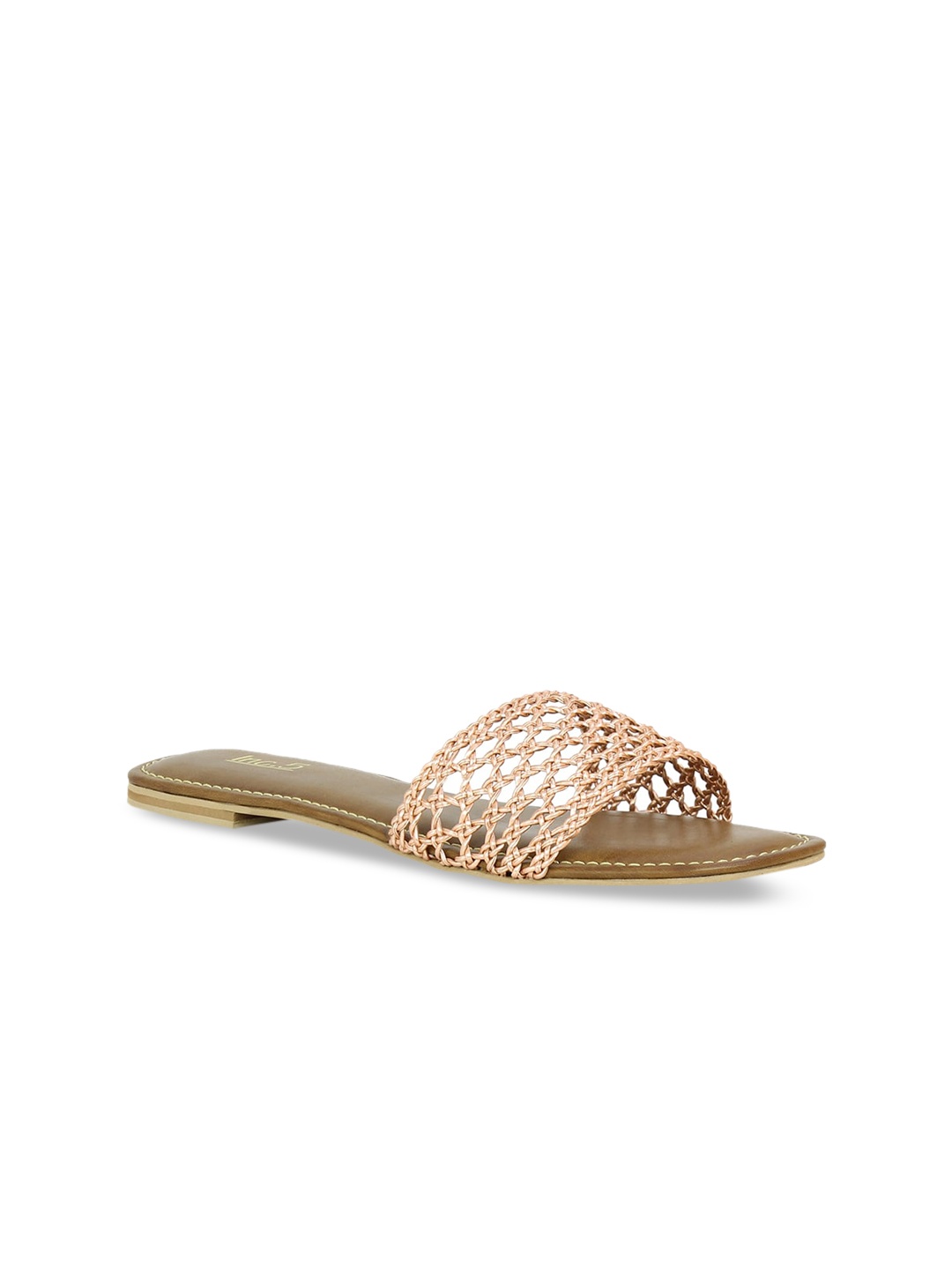 

Inc 5 Women Rose Gold Woven Design Open Toe Flats