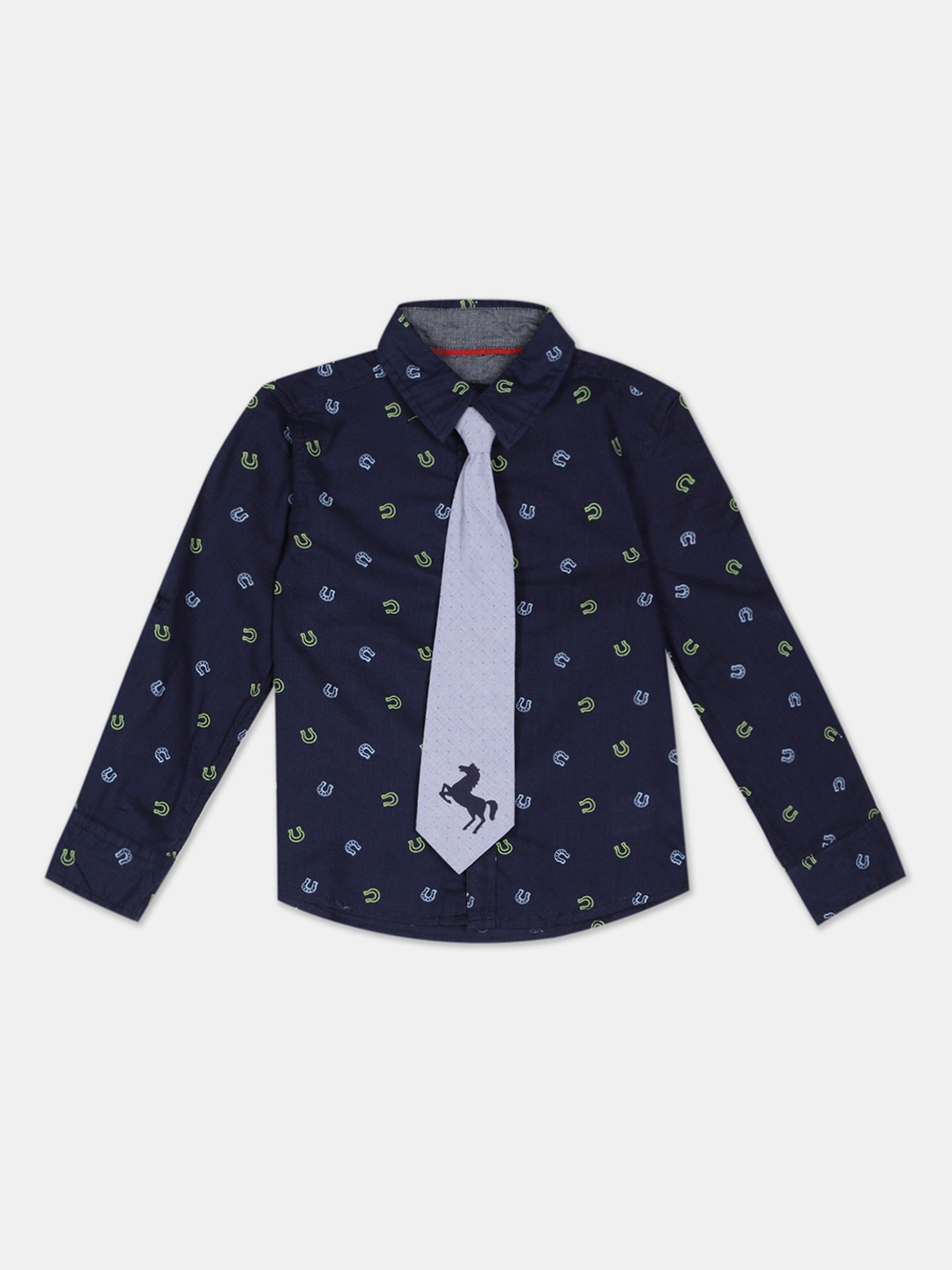 

Cherokee Boys Navy Blue Regular Fit Printed Casual Shirt
