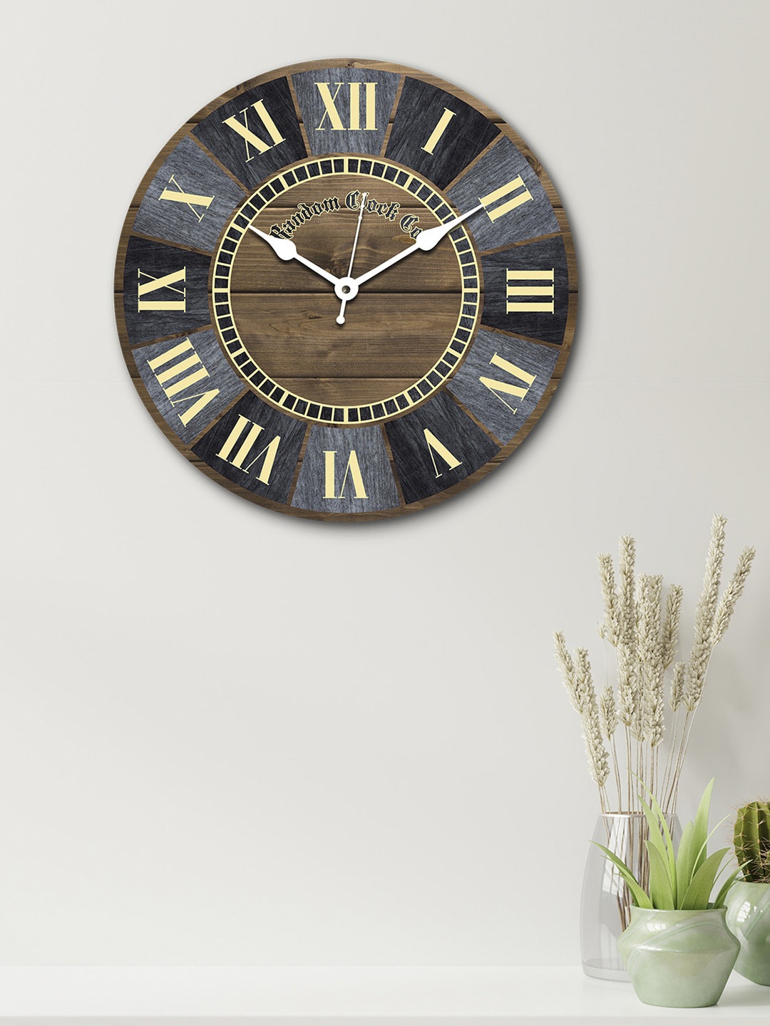 

RANDOM Coffee Brown & Grey Round Printed 29.2 cm Analogue Wall Clock
