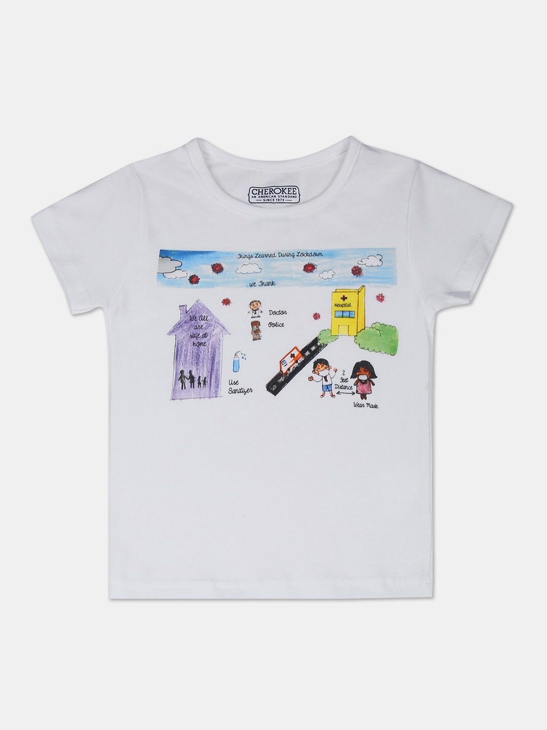 

Cherokee Girls White Printed Round Neck T-shirt