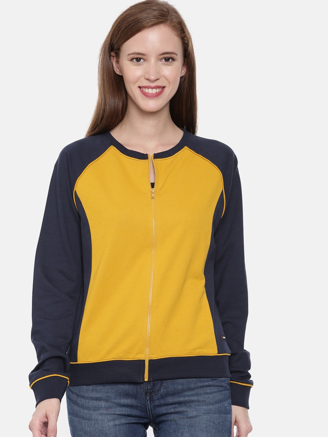 

3PIN Women Navy Blue Colourblocked Sweatshirt
