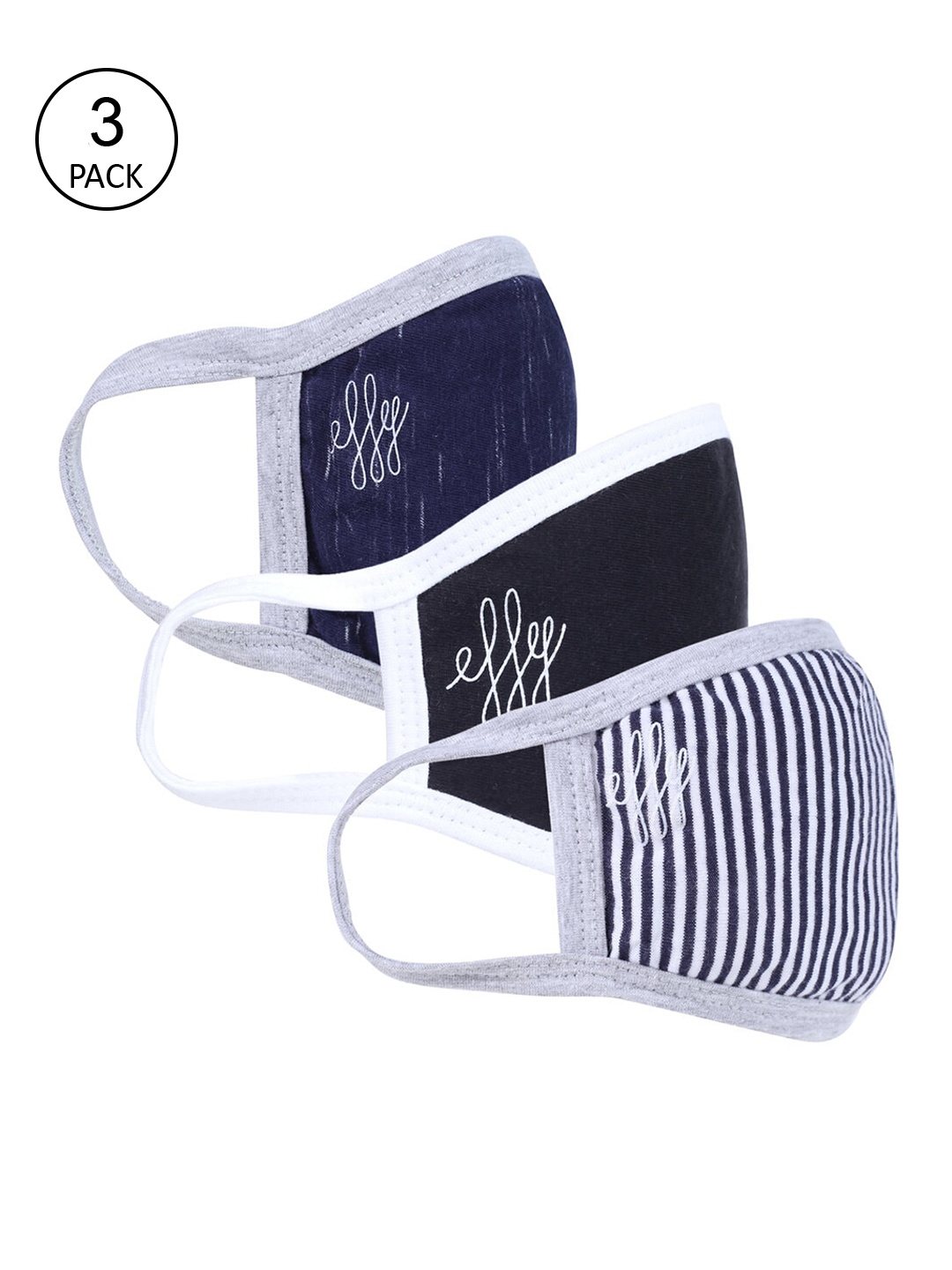 

effy Men Pack Of 3 2-Py Reusable Cloth Masks, Blue