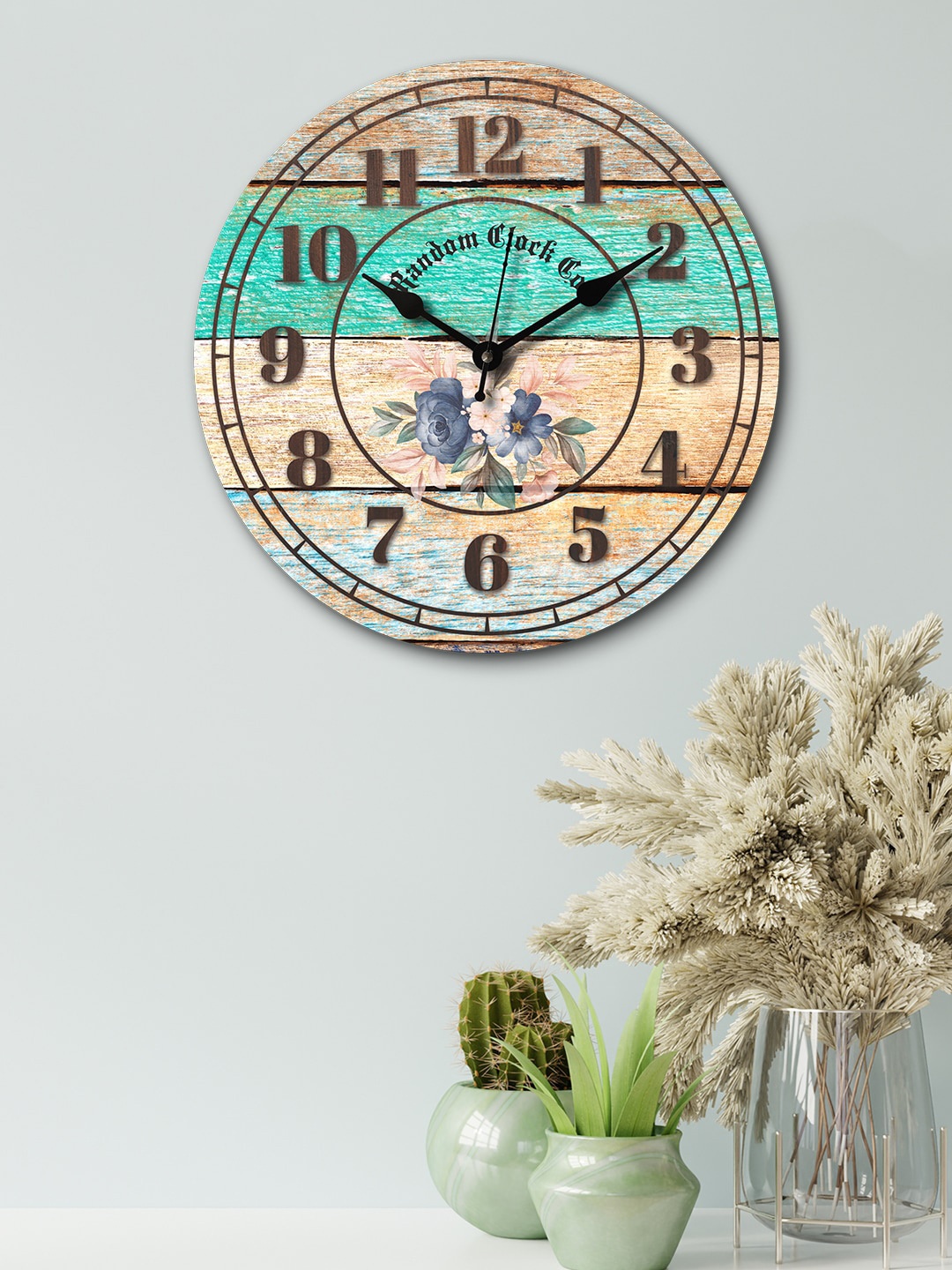 

RANDOM Multicoloured Round Printed 29.2 cm Analogue Wall Clock, Multi