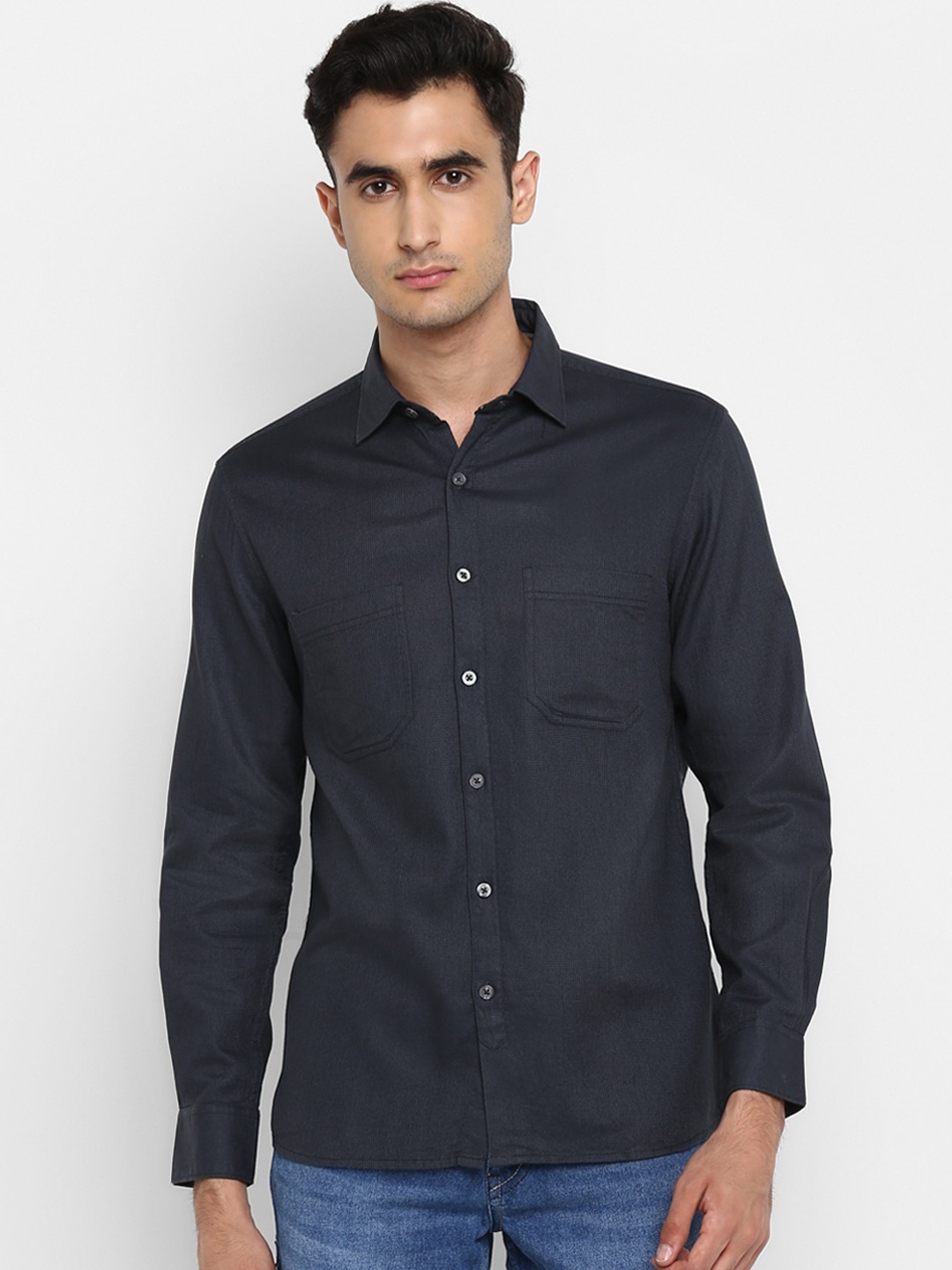 

Cantabil Men Grey Slim Fit Solid Casual Shirt