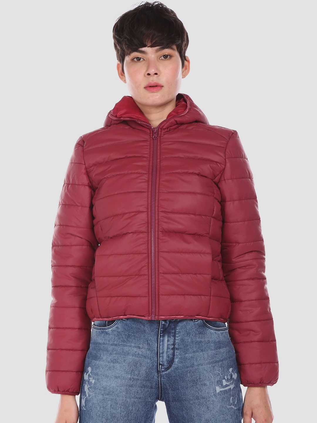 

U.S. Polo Assn. Women Maroon Colourblocked Puffer Jacket