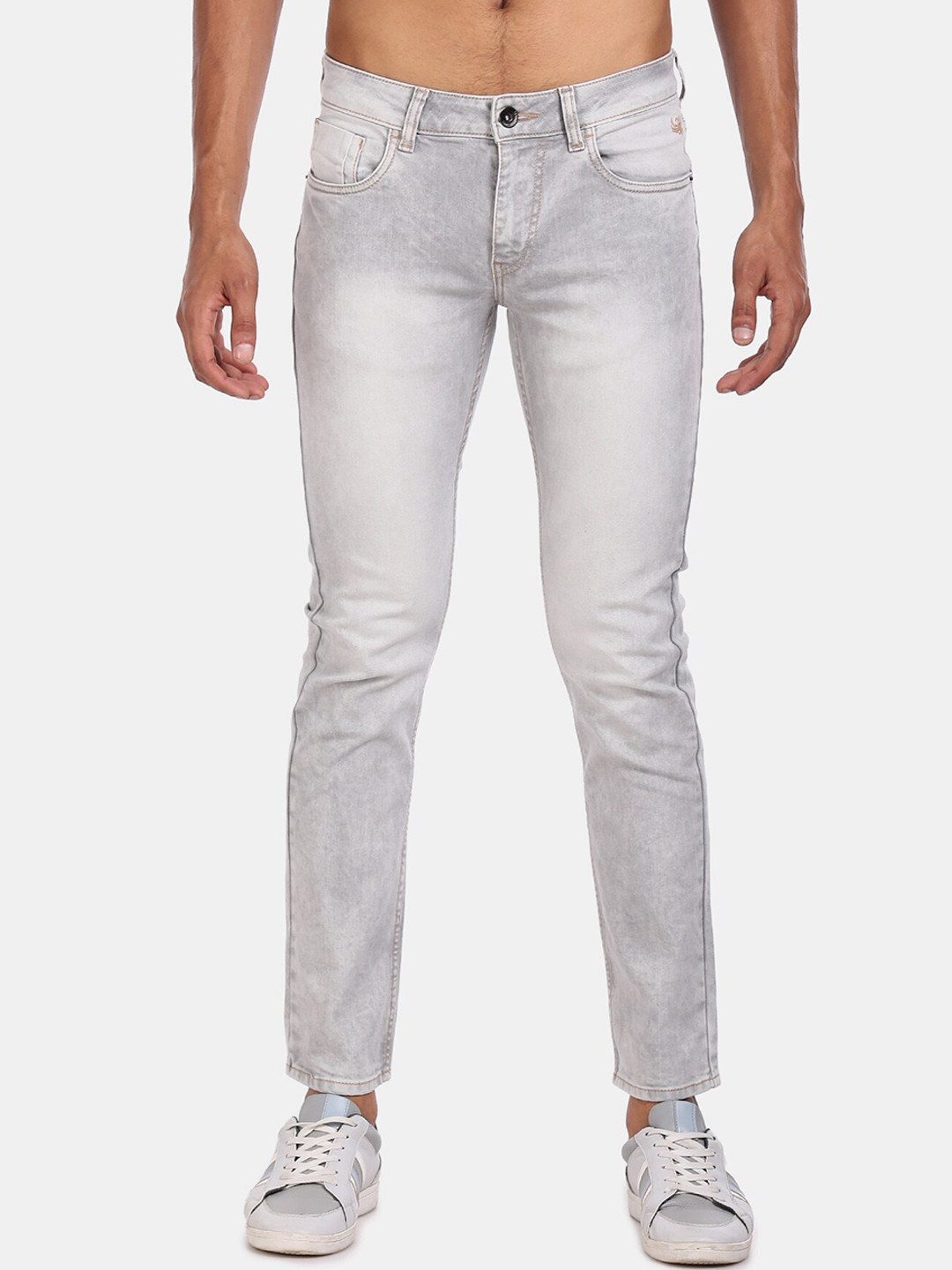 

Flying Machine Men Grey Michael Slim Tapered Fit Mid-Rise Clean Look Stretchable Jeans