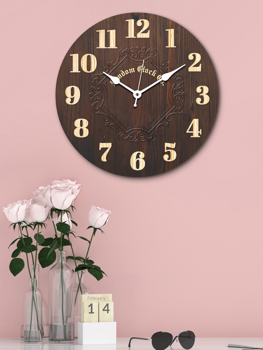 

RANDOM Coffee Brown Round Printed 29.2 cm Analogue Wall Clock