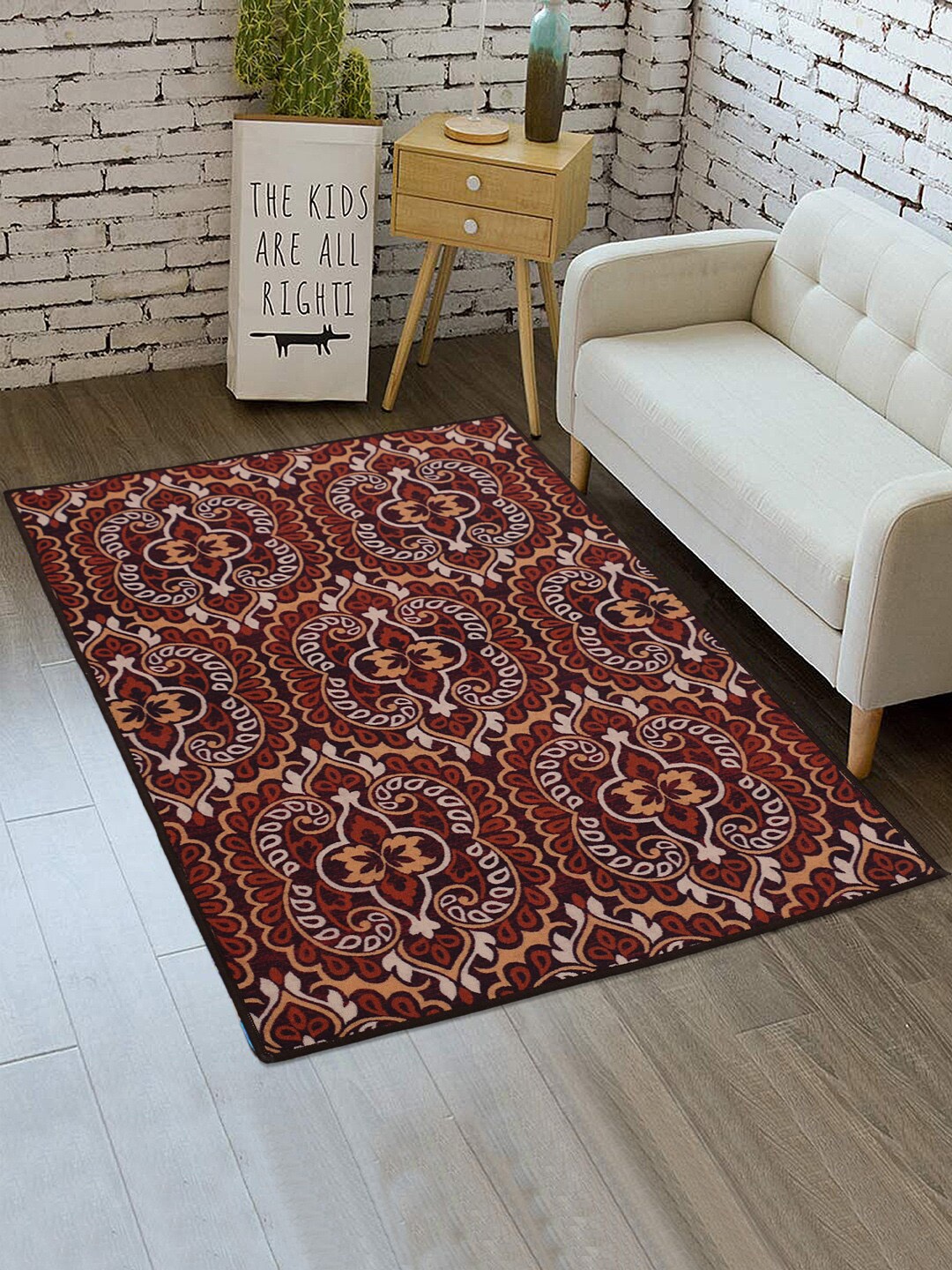 

RUGSMITH Brown & Black Digital Printed Anti-Skid Carpet