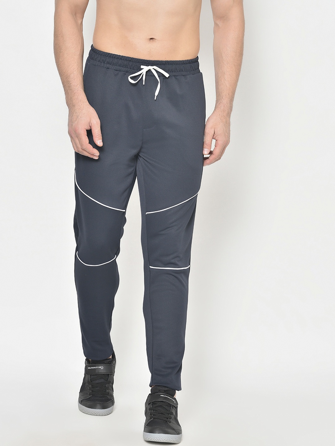 

PERFKT-U Men Navy Blue Solid Narrow-Fit Track Pants