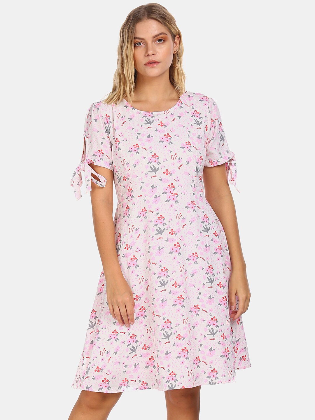 

Sugr Women Pink Printed A-Line Dress