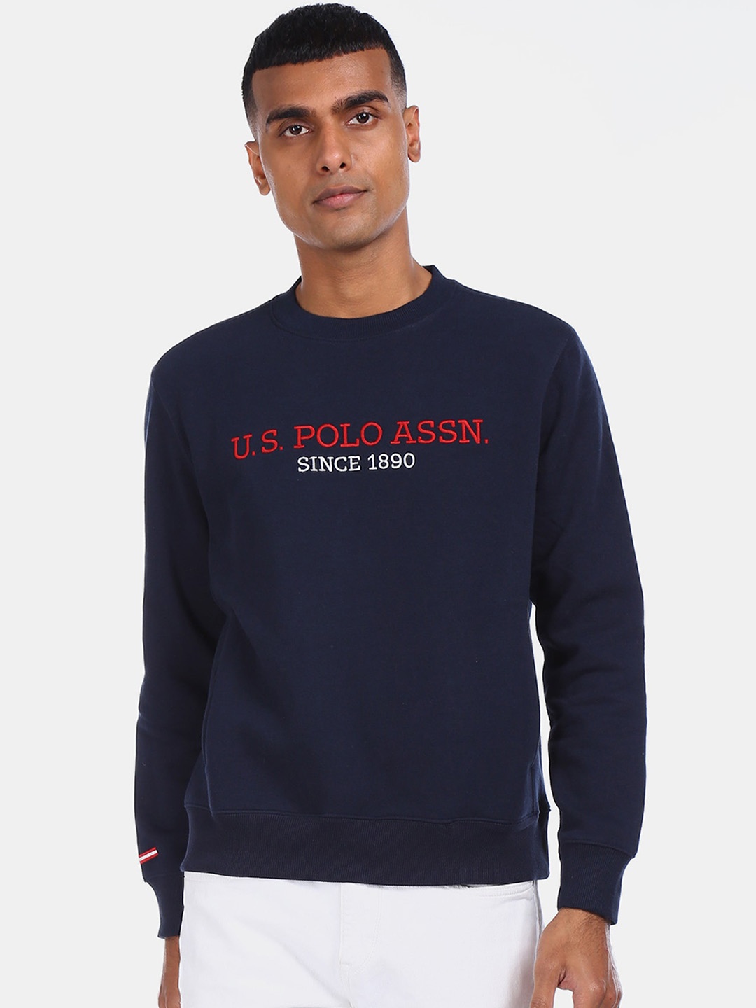 U.S. Polo Assn. Men Blue Printed Sweatshirt