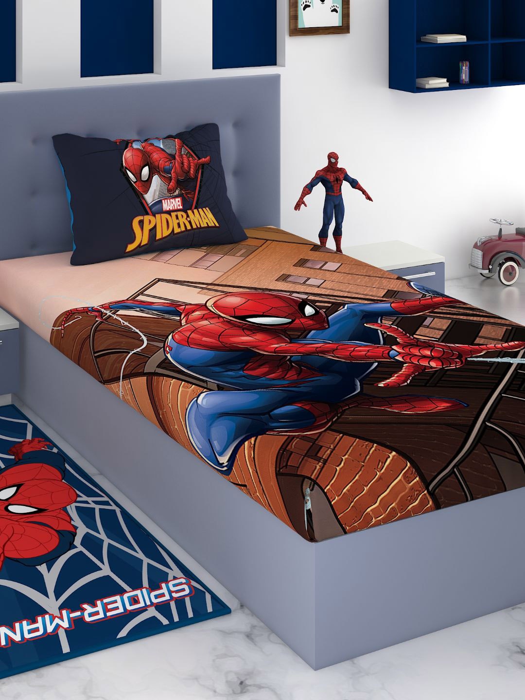 

Marvel Brown & Red Graphic 180 TC Cotton 1 Single Bedsheet with 1 Pillow Covers