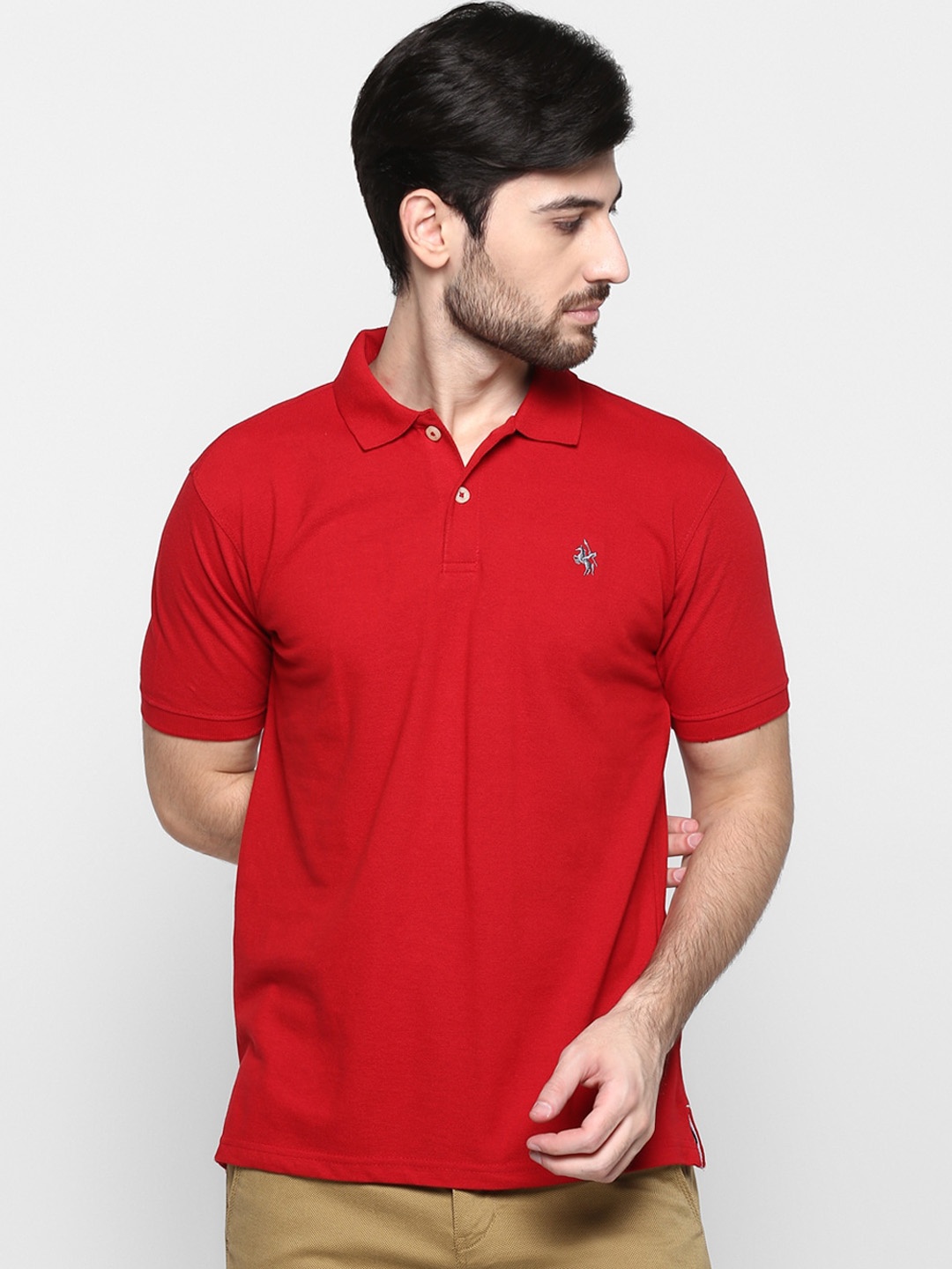 

Cantabil Men Maroon Solid Polo Collar T-shirt