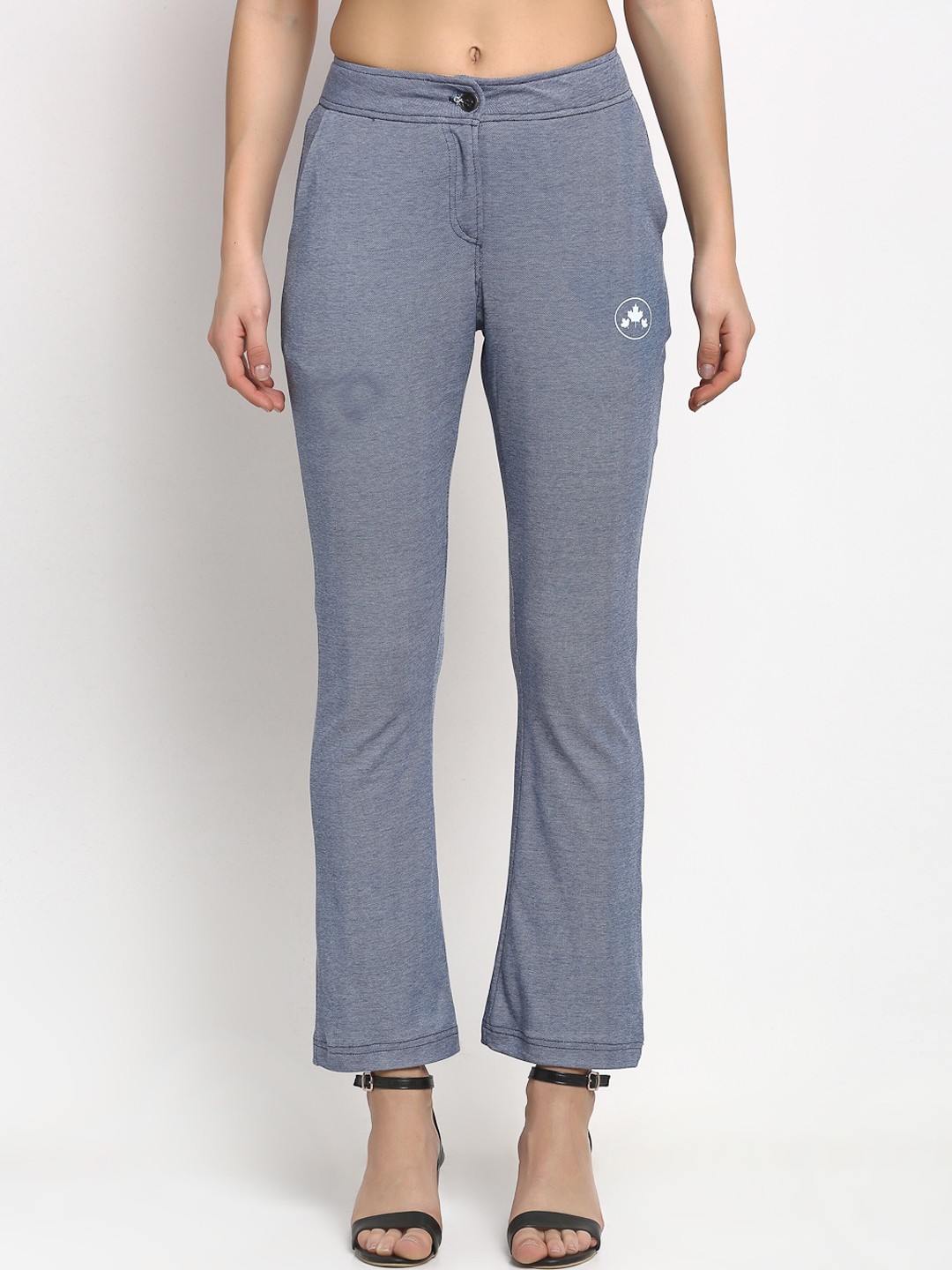 

Rute Women Blue Slim Fit Self Design Denim Bootcut Trousers