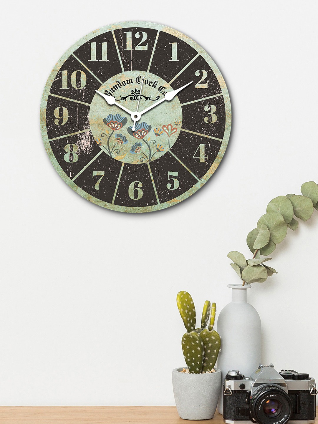 

RANDOM Coffee Brown & Sea Green Round Printed 29.2 cm Analogue Wall Clock