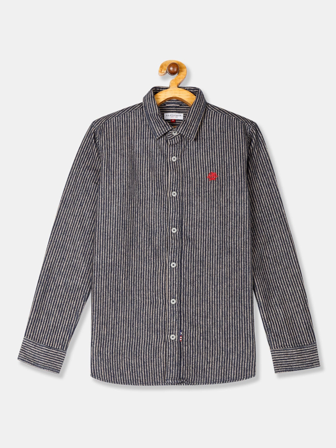 

U.S. Polo Assn. Kids Boys Beige Regular Fit Striped Casual Shirt