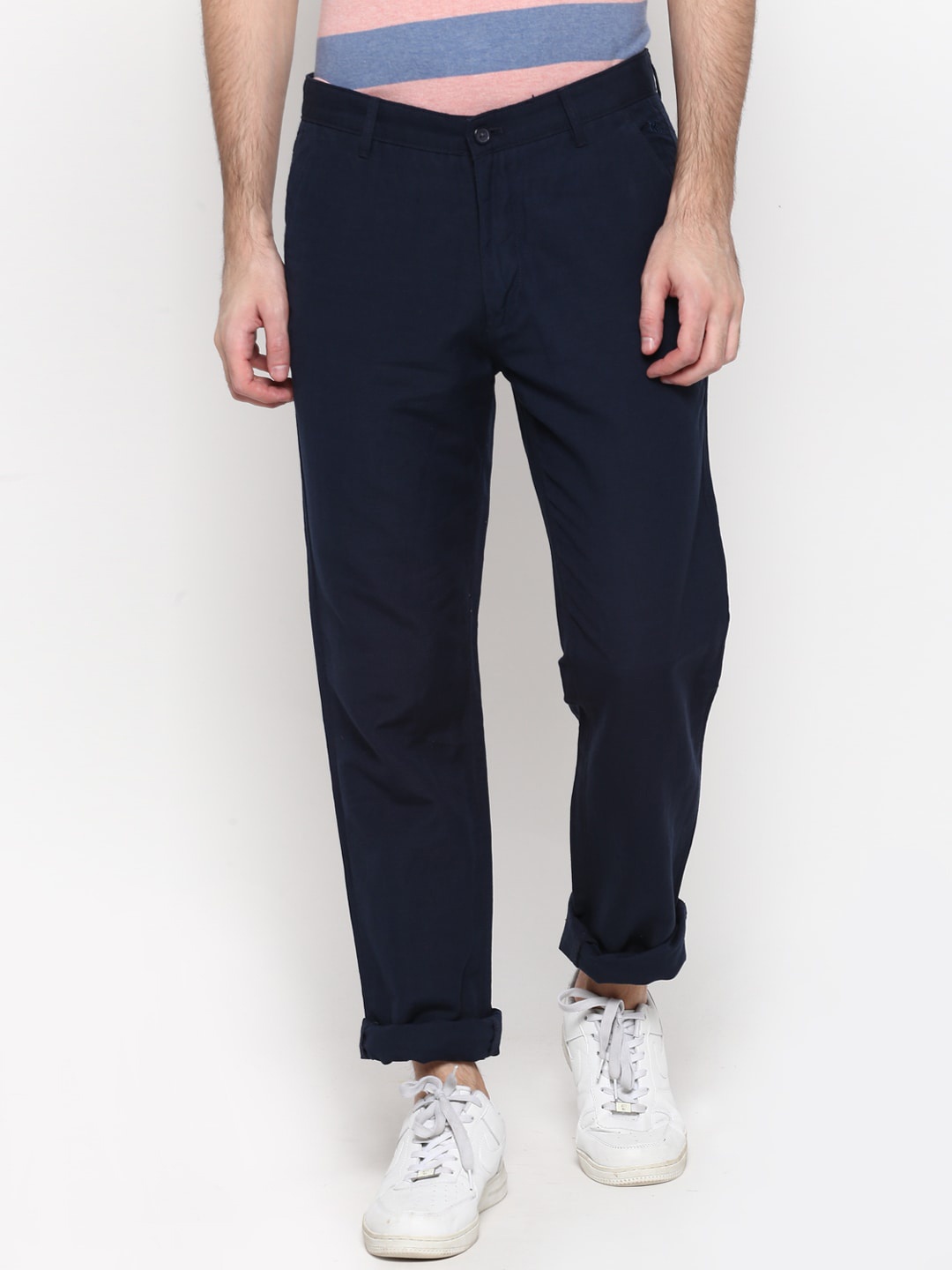 

Cantabil Men Navy Blue Straight Fit Solid Chinos