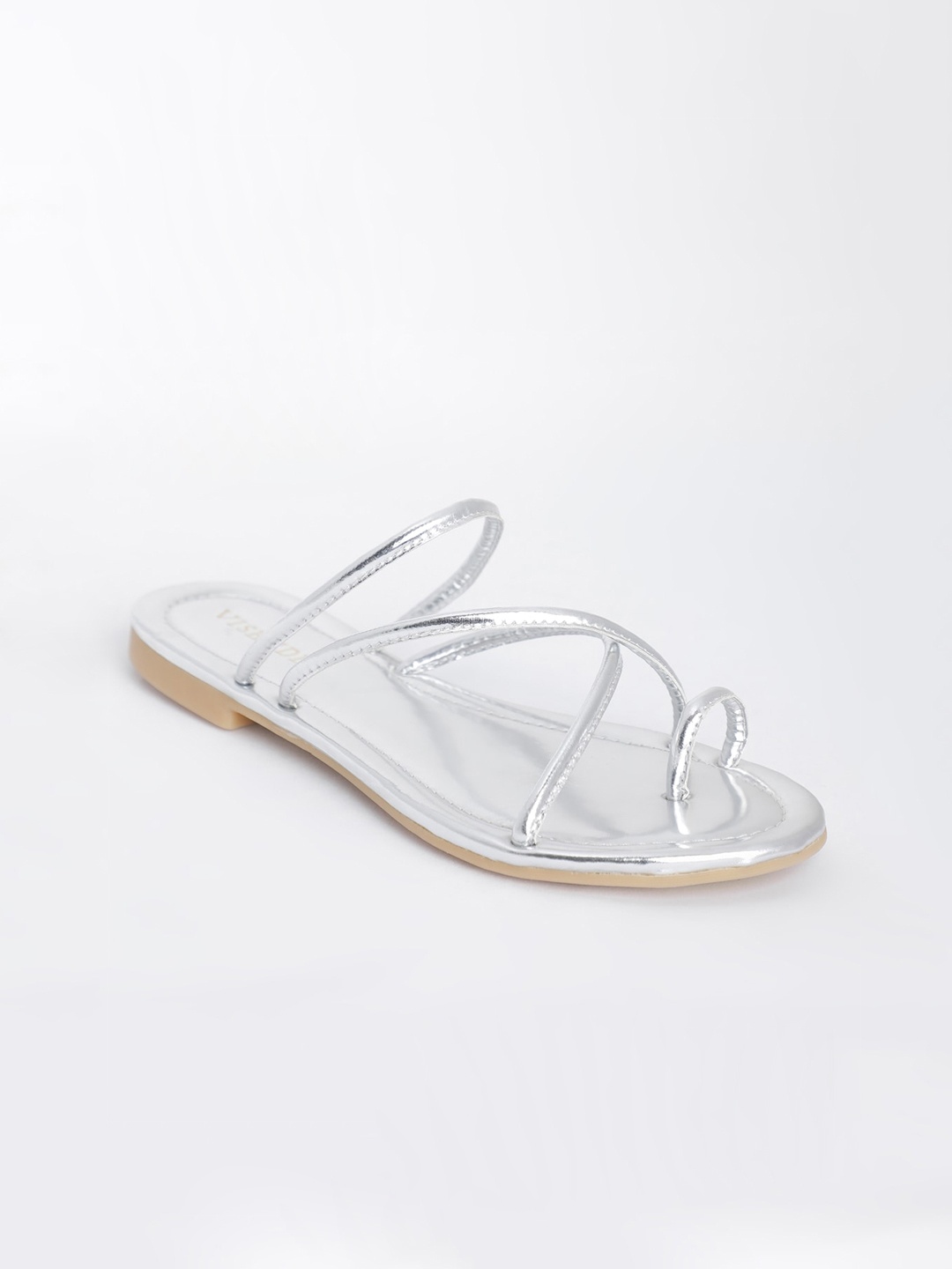 

Vishudh Women Silver-Toned Solid One Toe Flats
