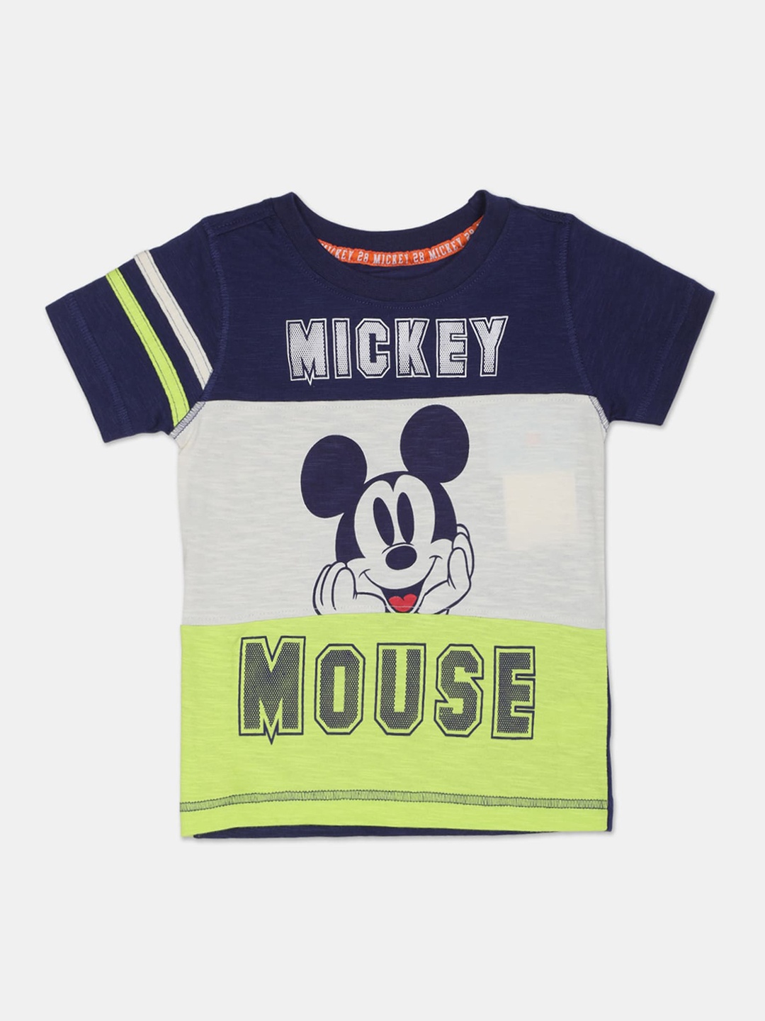 

Colt Boys Navy Blue Mickey Mouse Printed Round Neck T-shirt