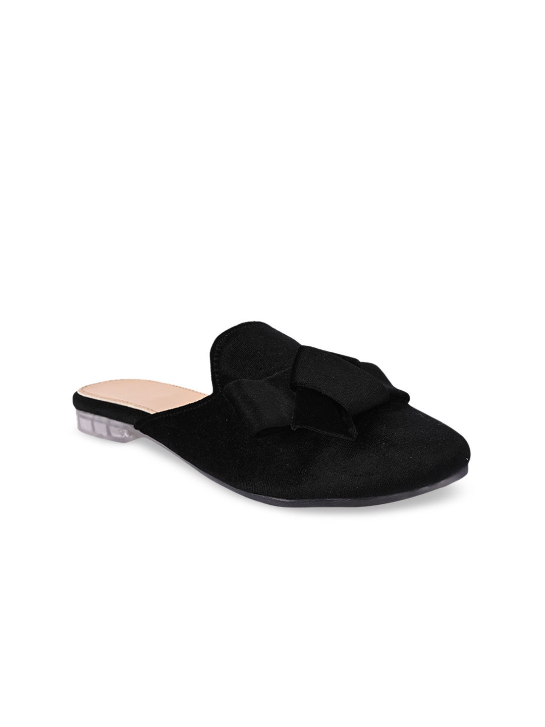 

BuckleUp Women Black Solid Fabric Mules